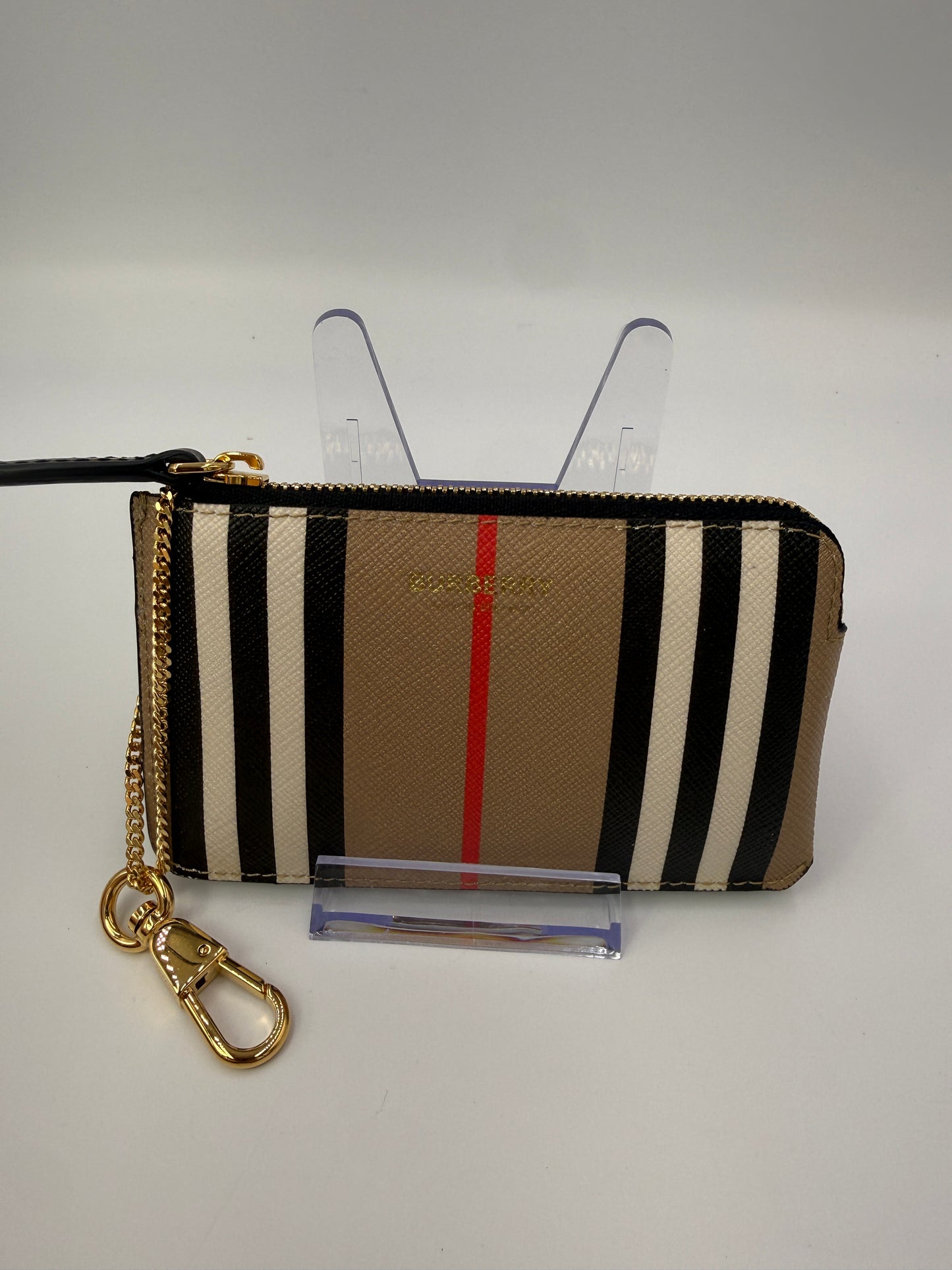 Burberry Coated Canva Nova Check Key Holder Cles NEW