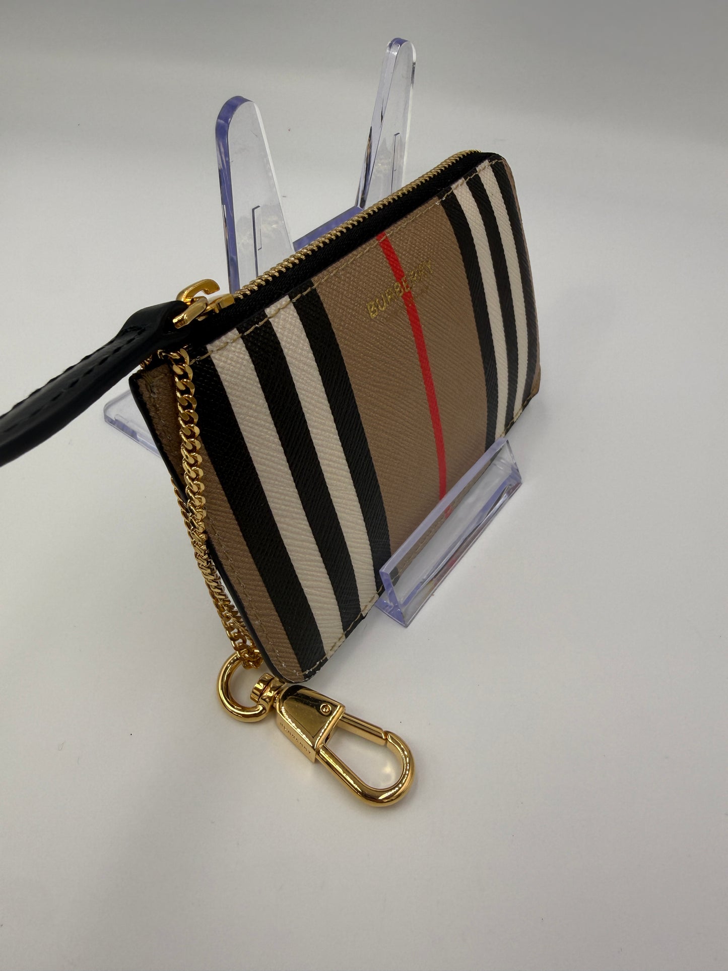 Burberry Coated Canva Nova Check Key Holder Cles NEW
