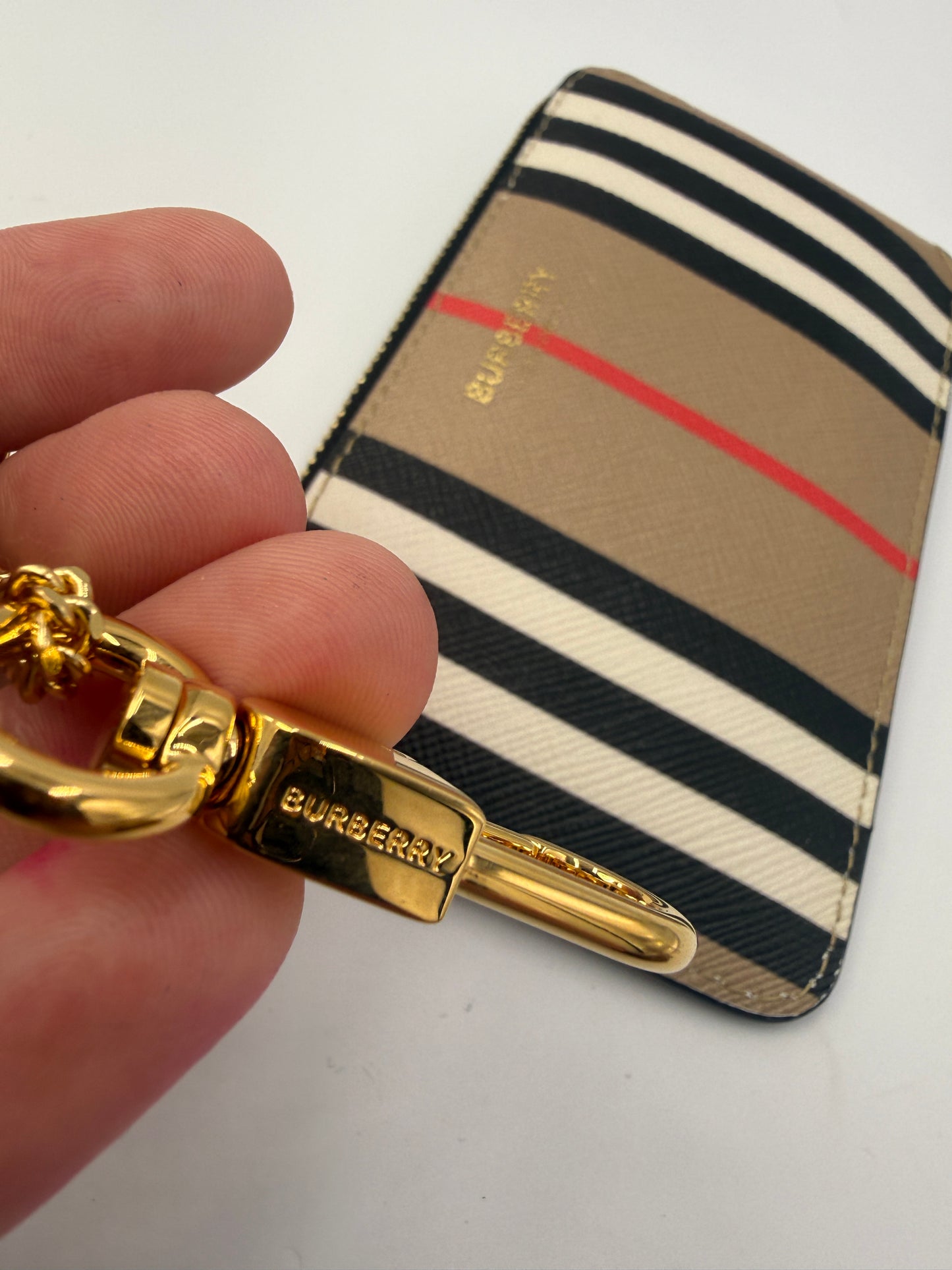 Burberry Coated Canva Nova Check Key Holder Cles NEW