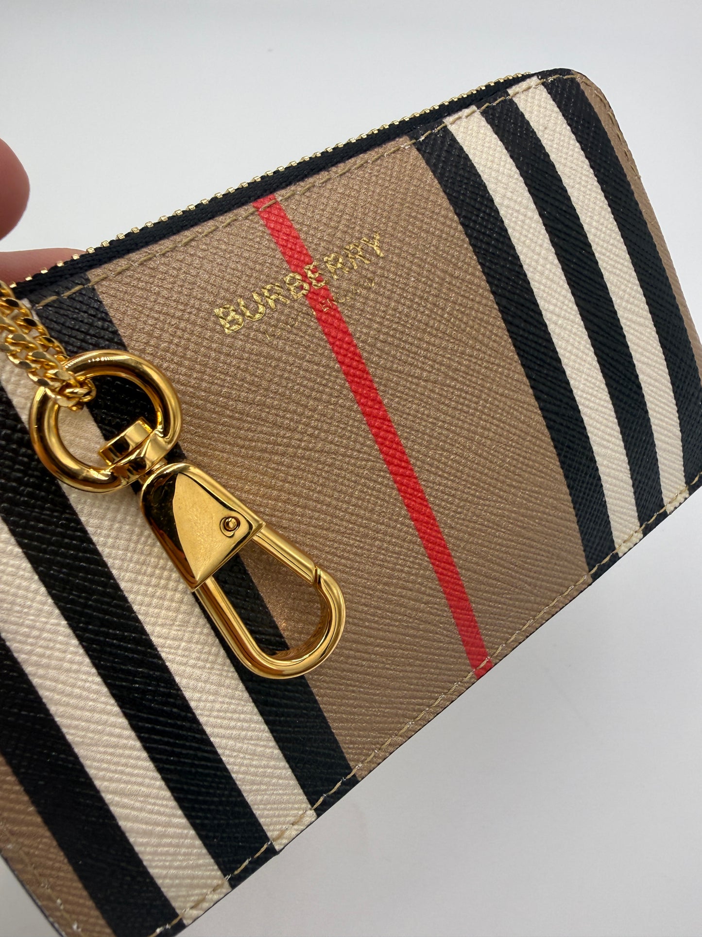 Burberry Coated Canva Nova Check Key Holder Cles NEW