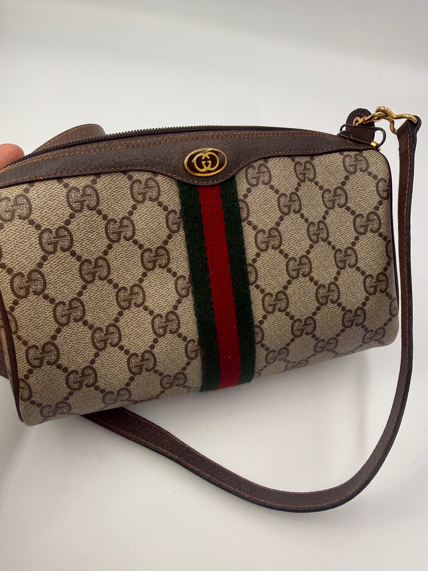 Gucci Vintage Accessory Collection GG Supreme Web Stripe Crossbody Bag