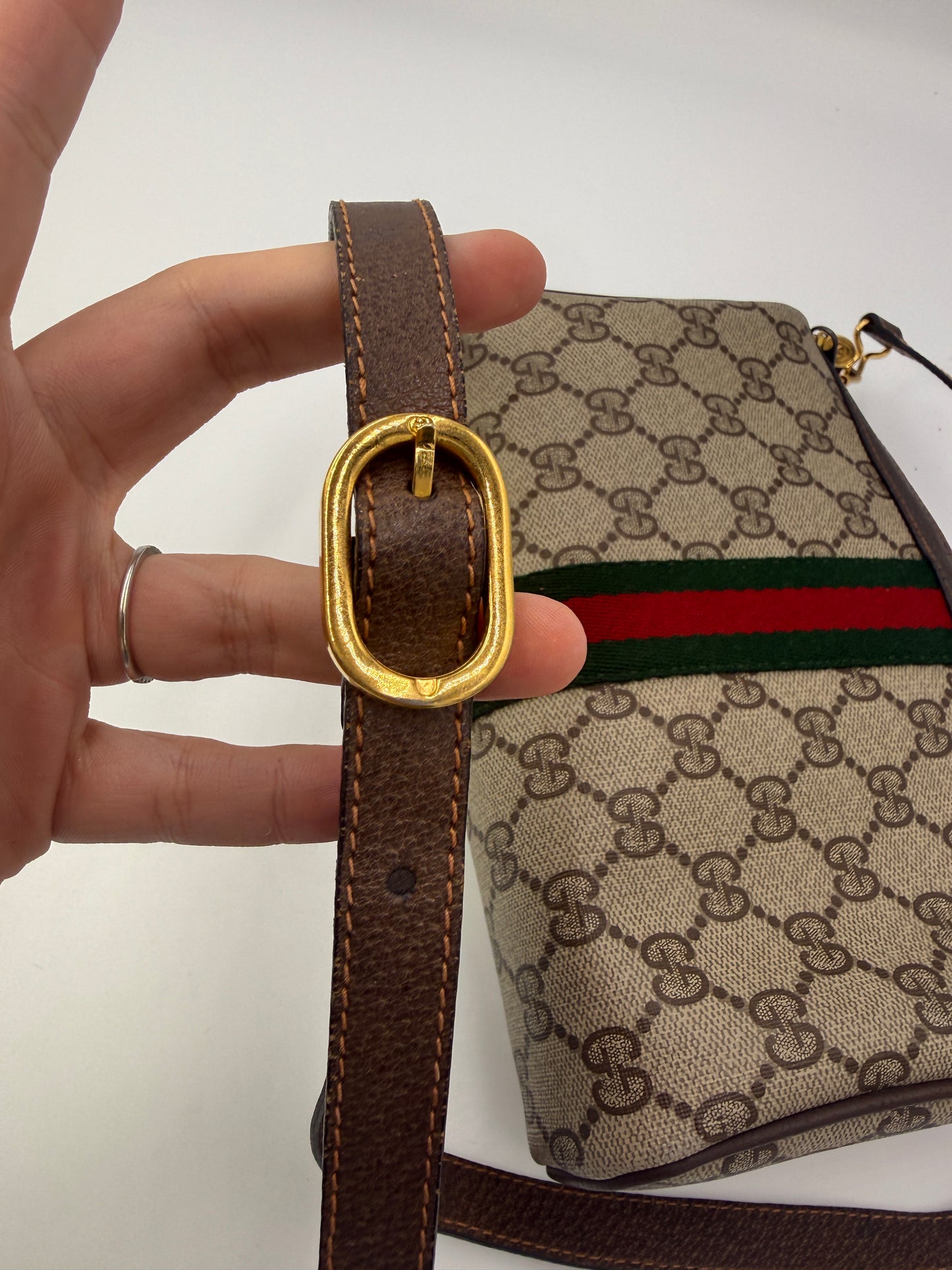 Gucci Vintage Accessory Collection GG Supreme Web Stripe Crossbody Bag