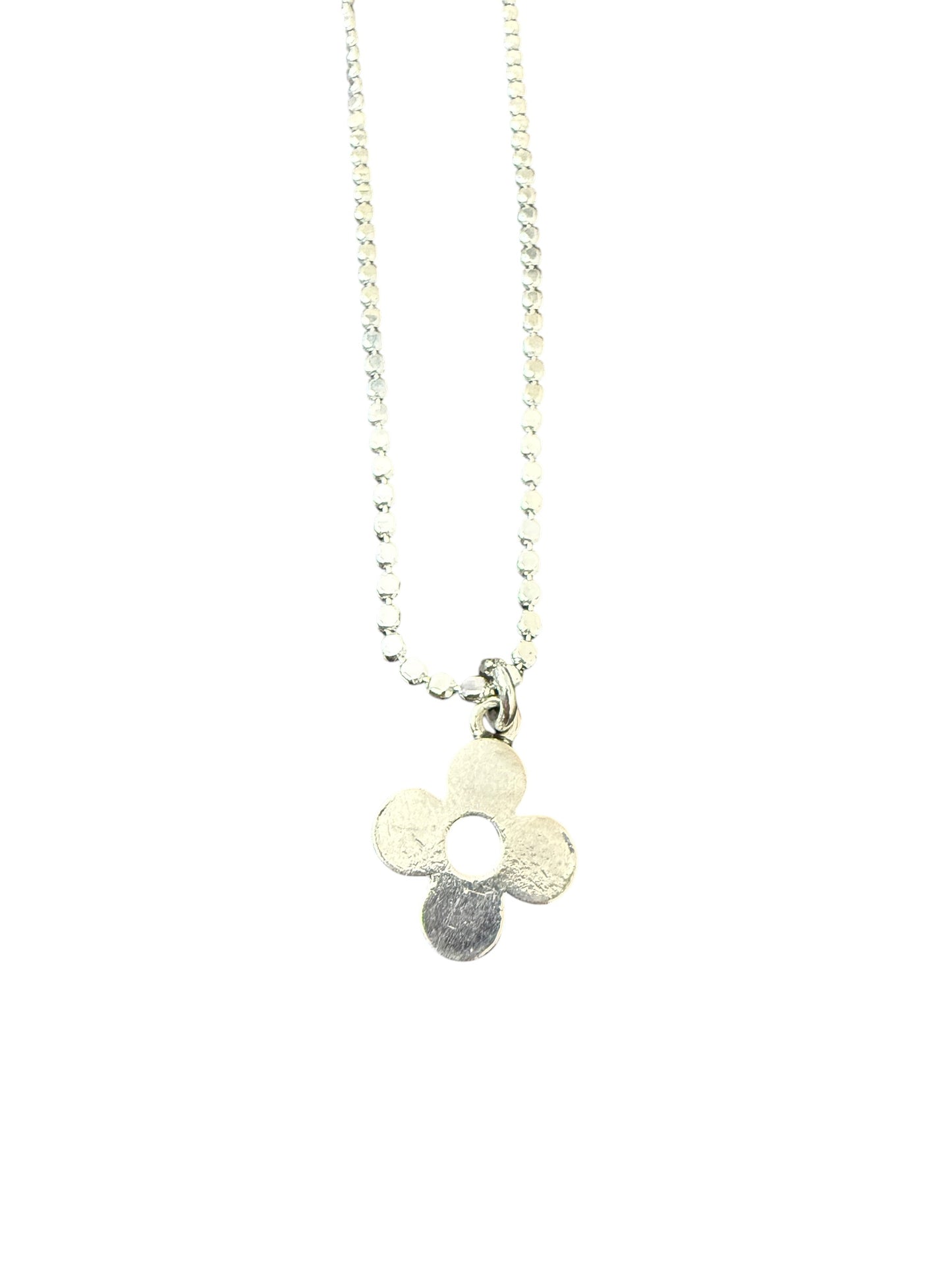 Louis Vuitton Repurposed Silver Tone Flower Pendant Necklace