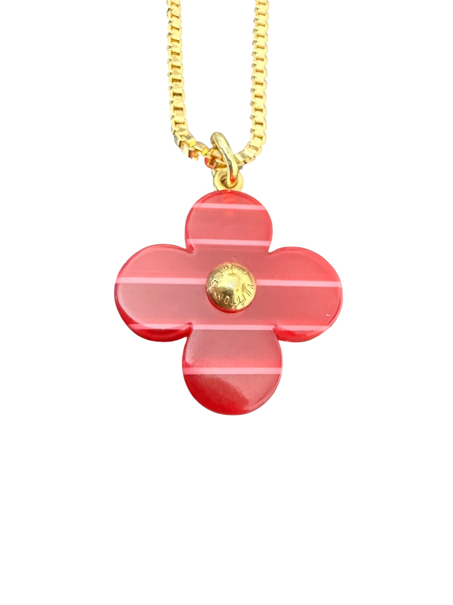 Louis Vuitton Repurposed Red Blossom Pendant Necklace