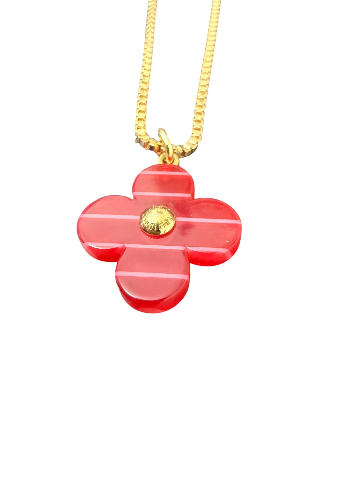 Louis Vuitton Repurposed Red Blossom Pendant Necklace