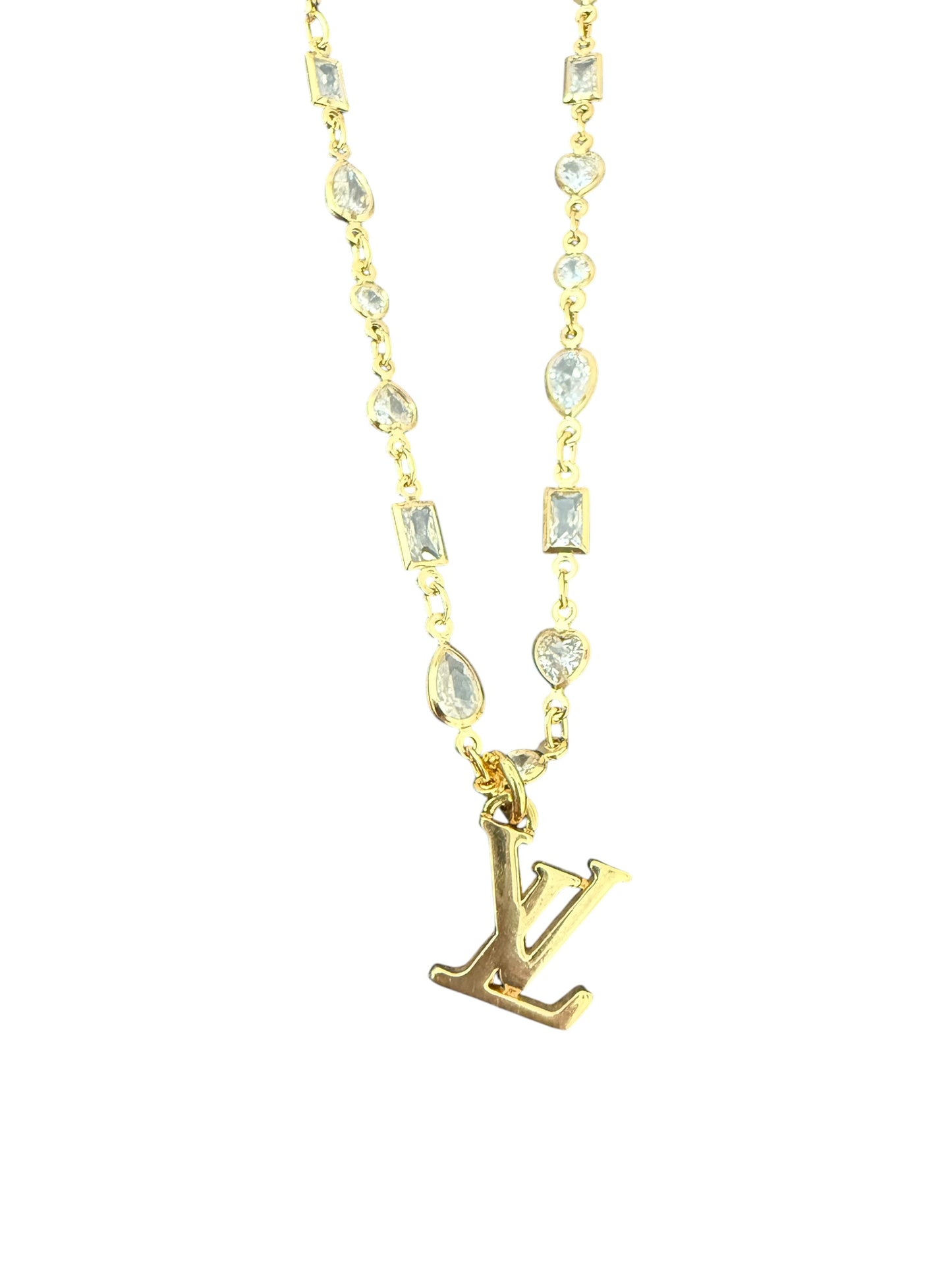Louis Vuitton Repurposed LV Crystal Station Necklace