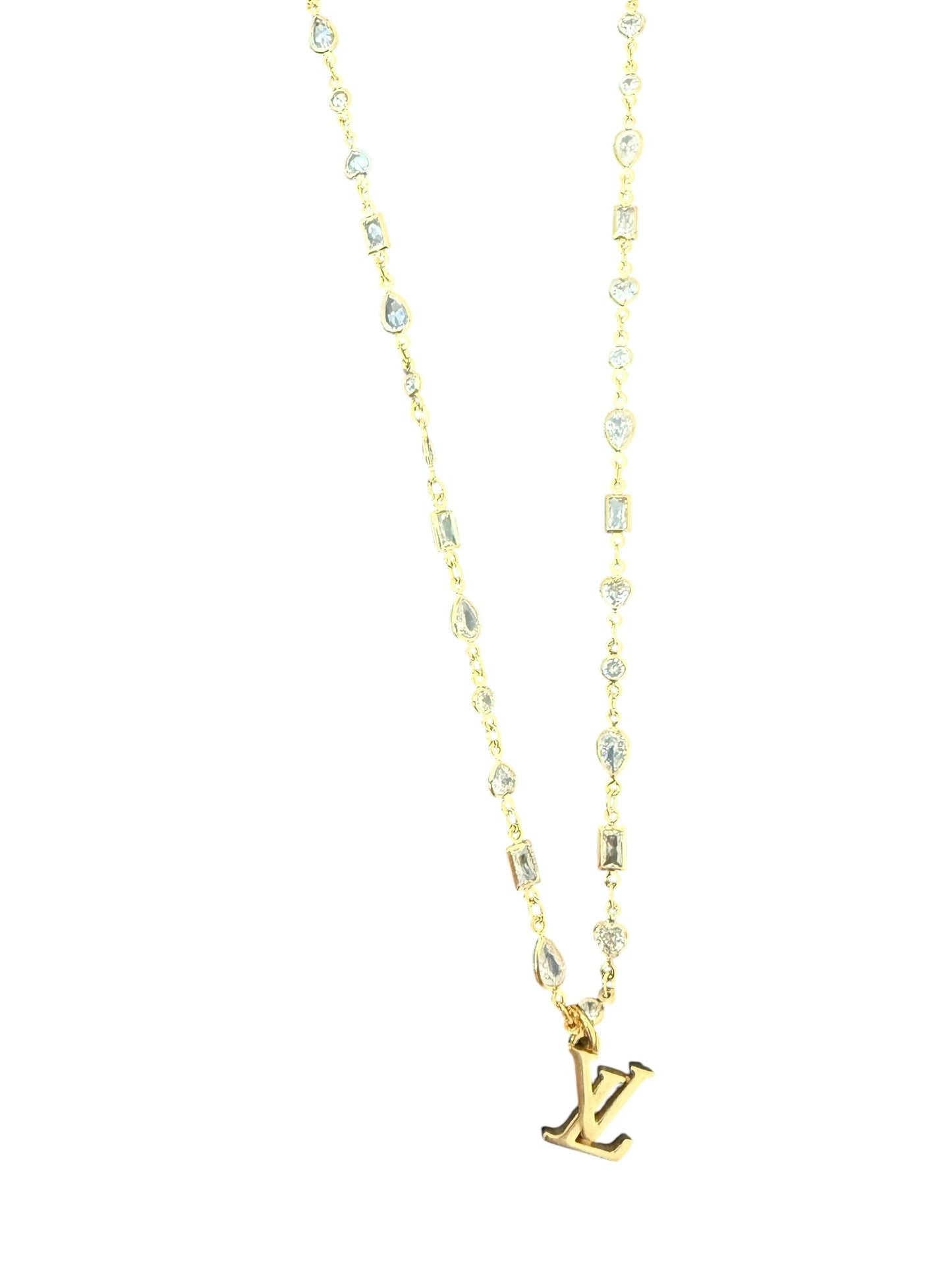 Louis Vuitton Repurposed LV Crystal Station Necklace