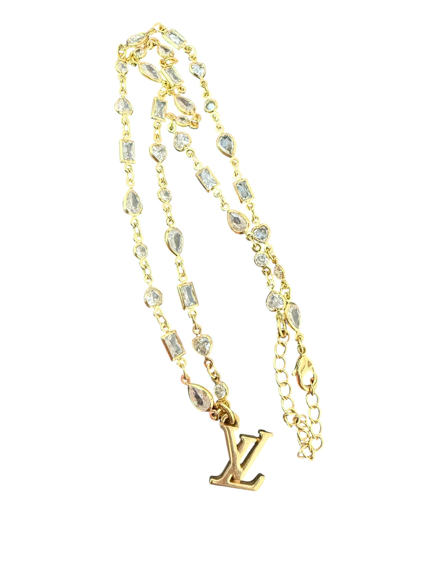 Louis Vuitton Repurposed LV Crystal Station Necklace