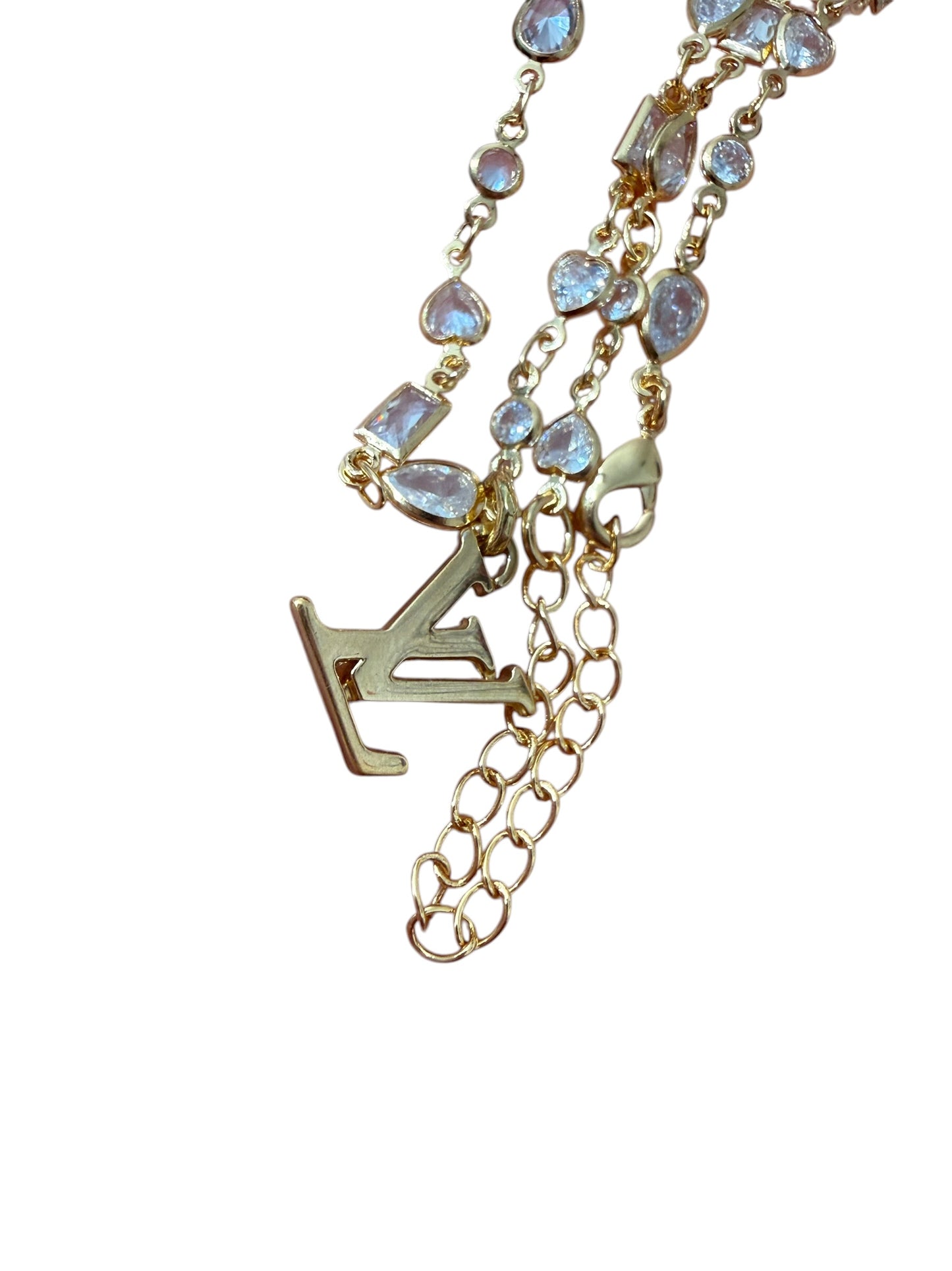 Louis Vuitton Repurposed LV Crystal Station Necklace