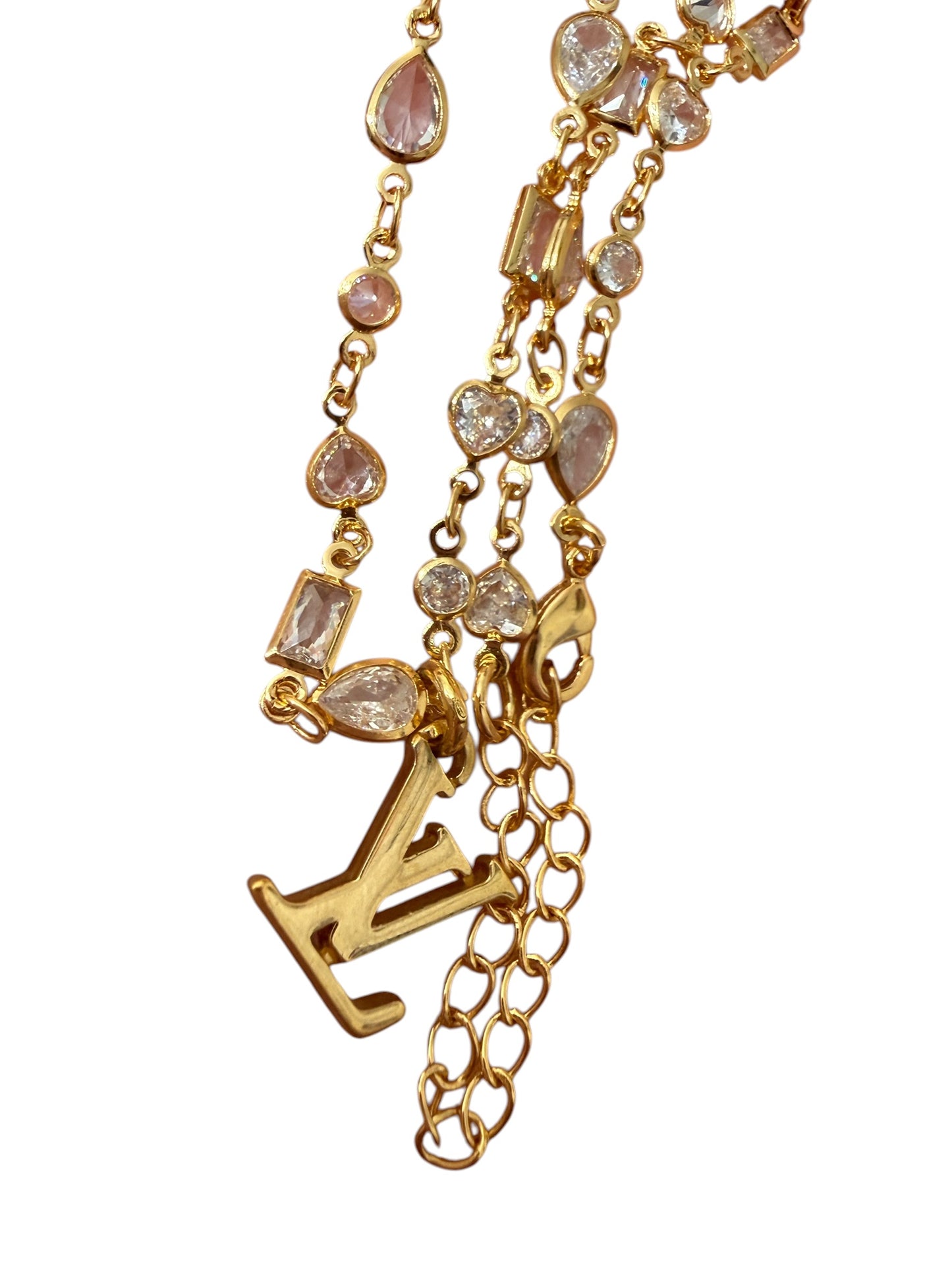 Louis Vuitton Repurposed LV Crystal Station Necklace