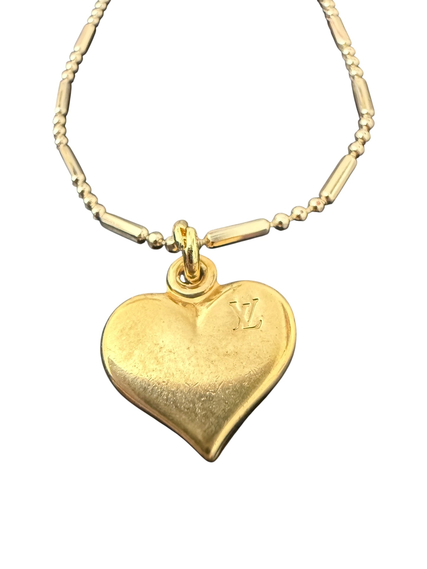 Louis Vuitton Repurposed  Heart Pendant Necklace