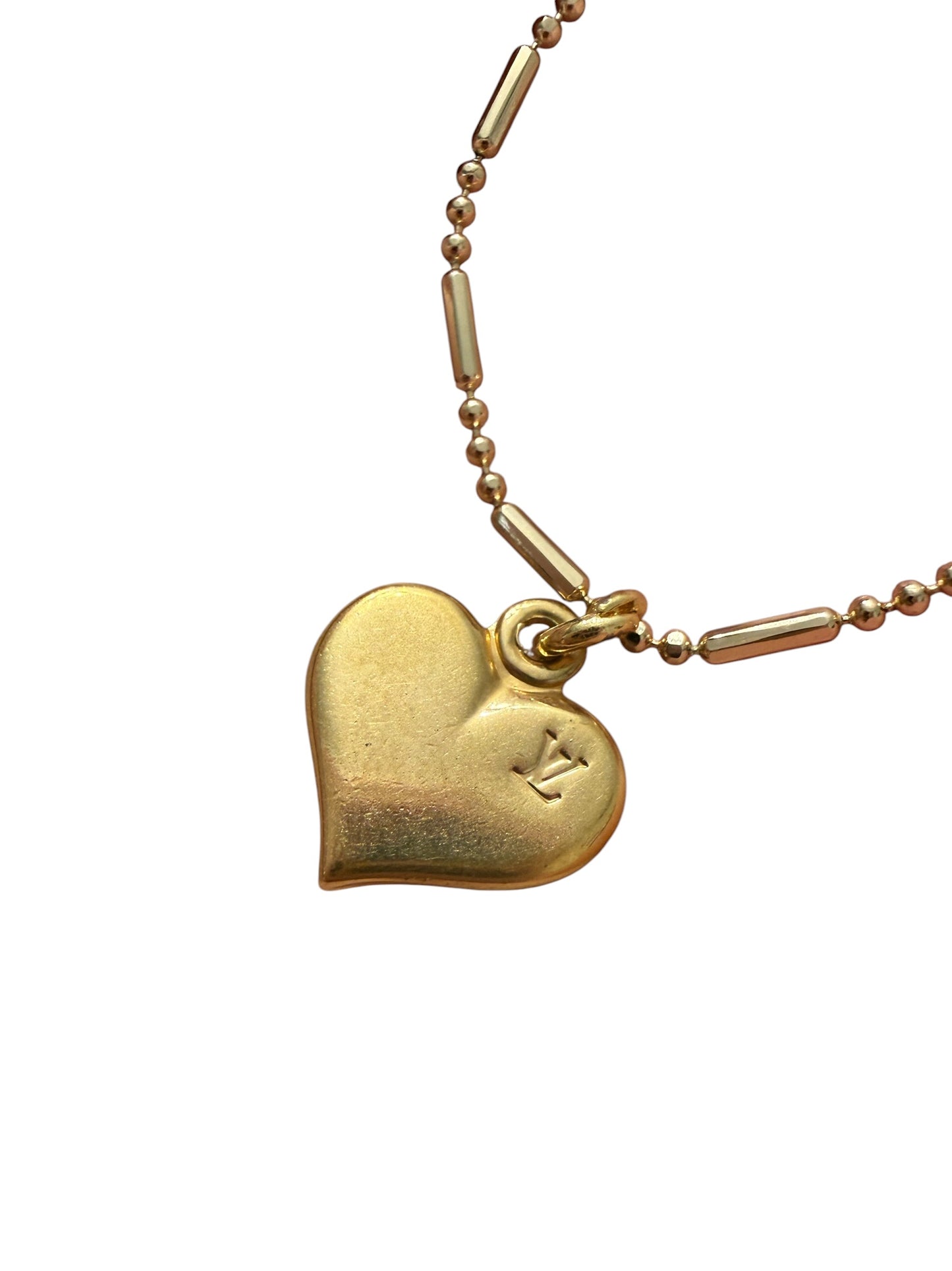 Louis Vuitton Repurposed  Heart Pendant Necklace