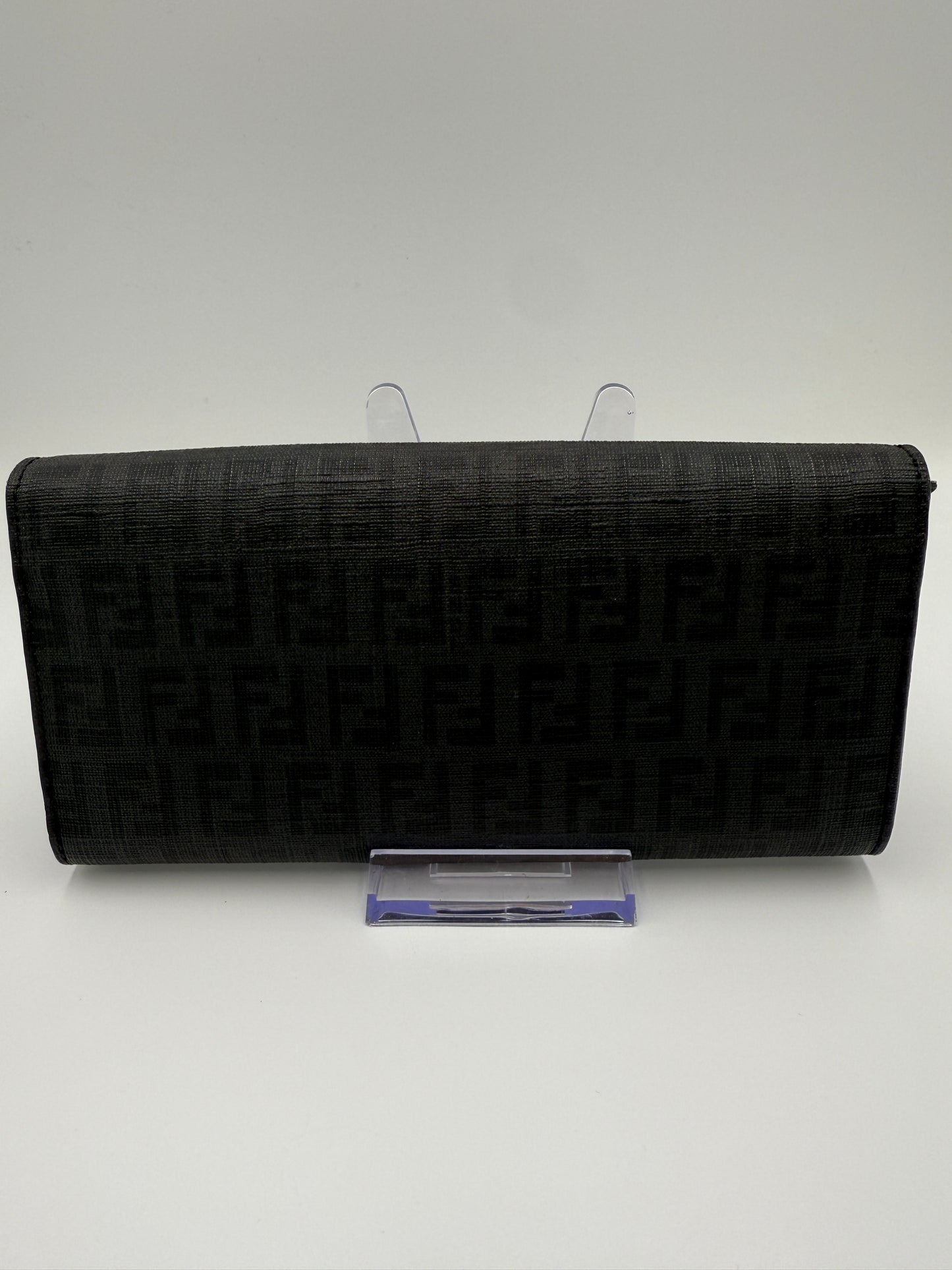 Fendi Black Zucca Coated Canvas Baguette Long Wallet