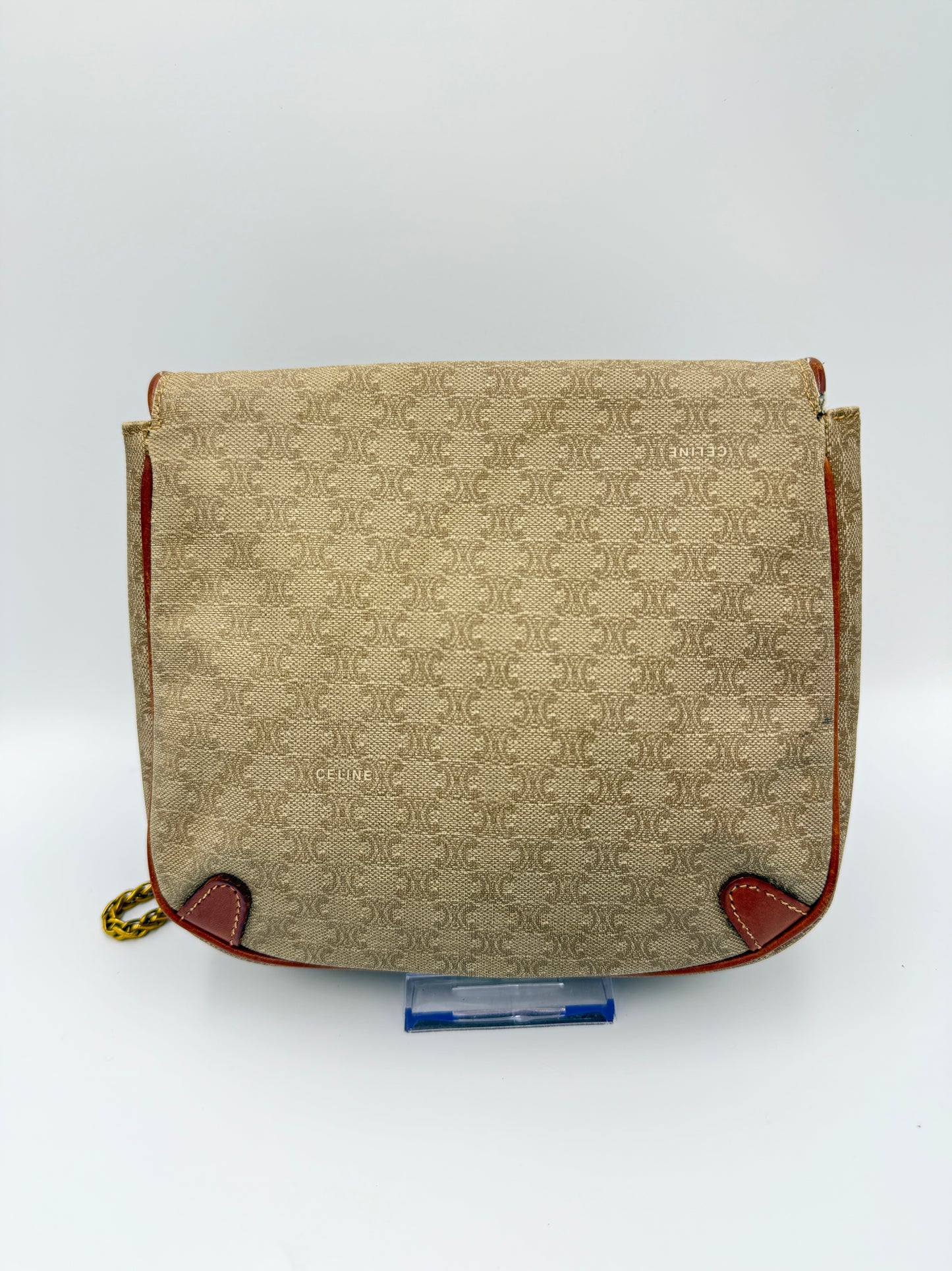 Celine Beige Coated Canvas Macadam Vintage Pouch