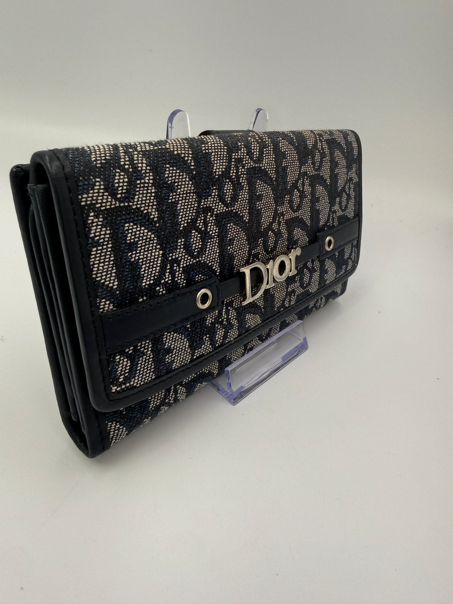 Christian Dior Navy Trotter Canvas Long Wallet