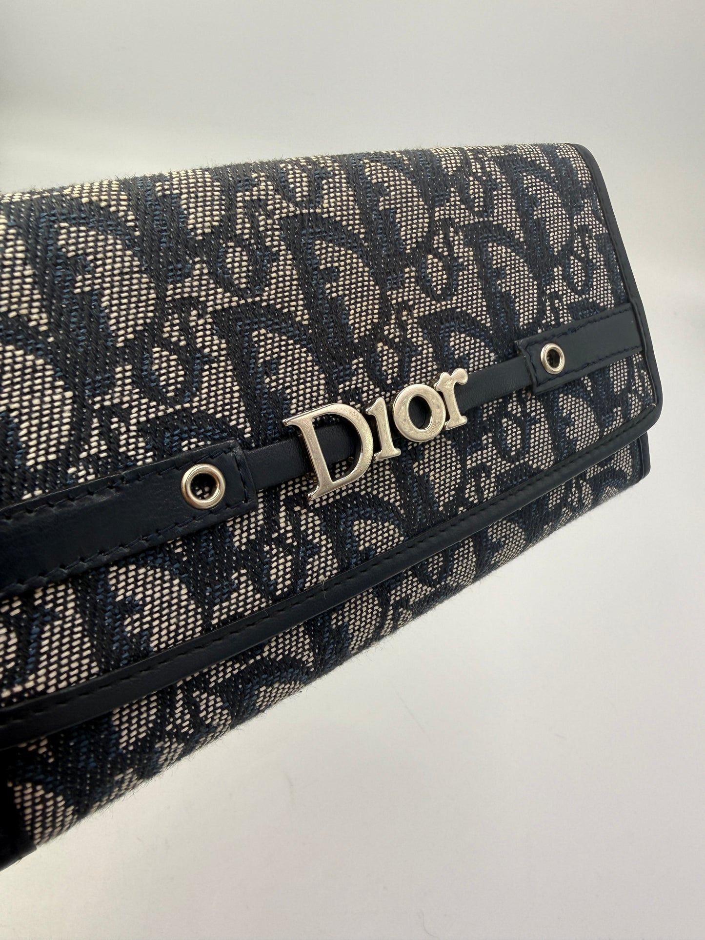 Christian Dior Navy Trotter Canvas Long Wallet