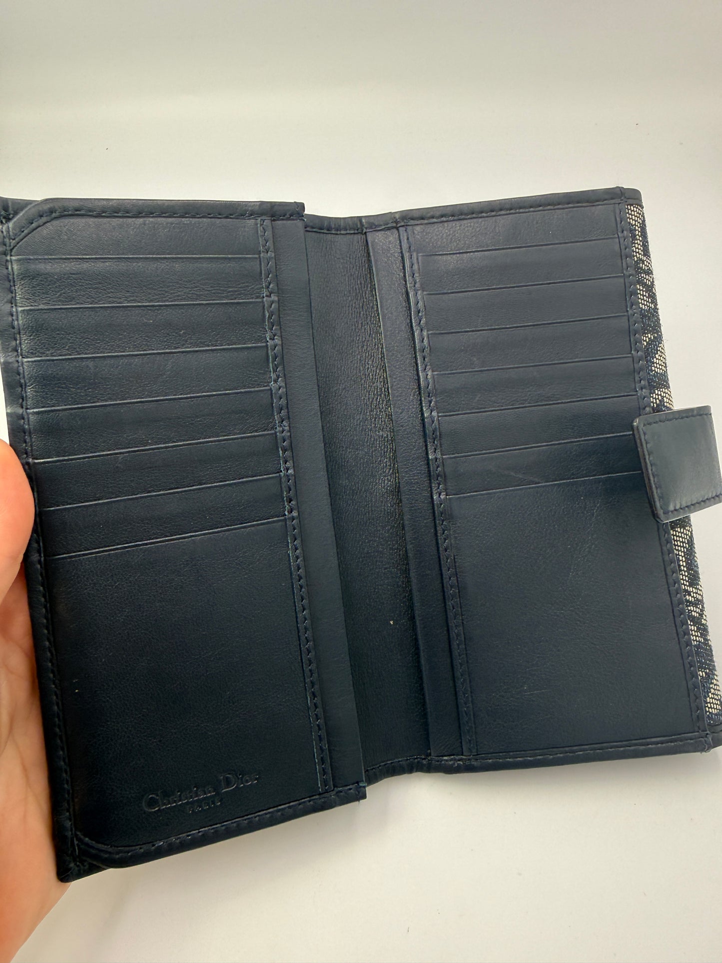 Christian Dior Navy Trotter Canvas Long Wallet