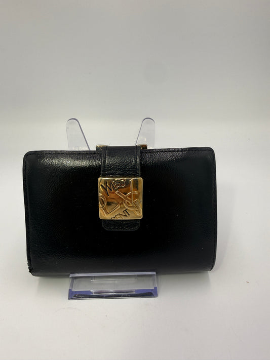 Yves Saint Laurent Black Leather Compact Kisslock Wallet