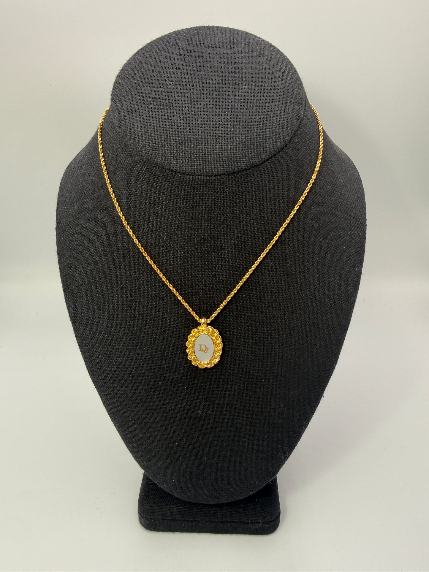 Christian Dior Gold-Plated Oval Pendant Necklace