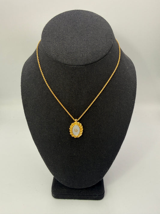 Christian Dior Gold-Plated Oval Pendant Necklace