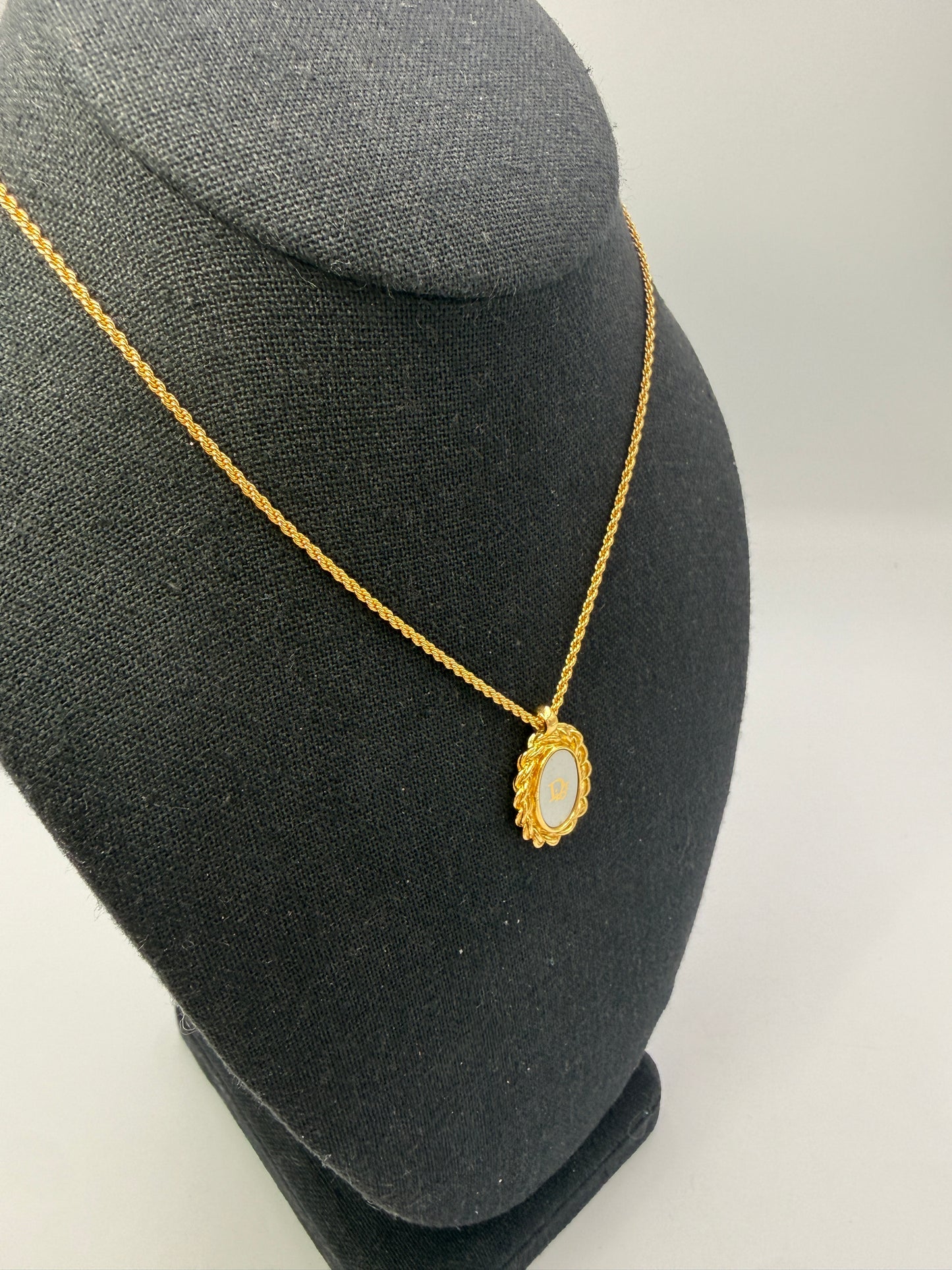 Christian Dior Gold-Plated Oval Pendant Necklace