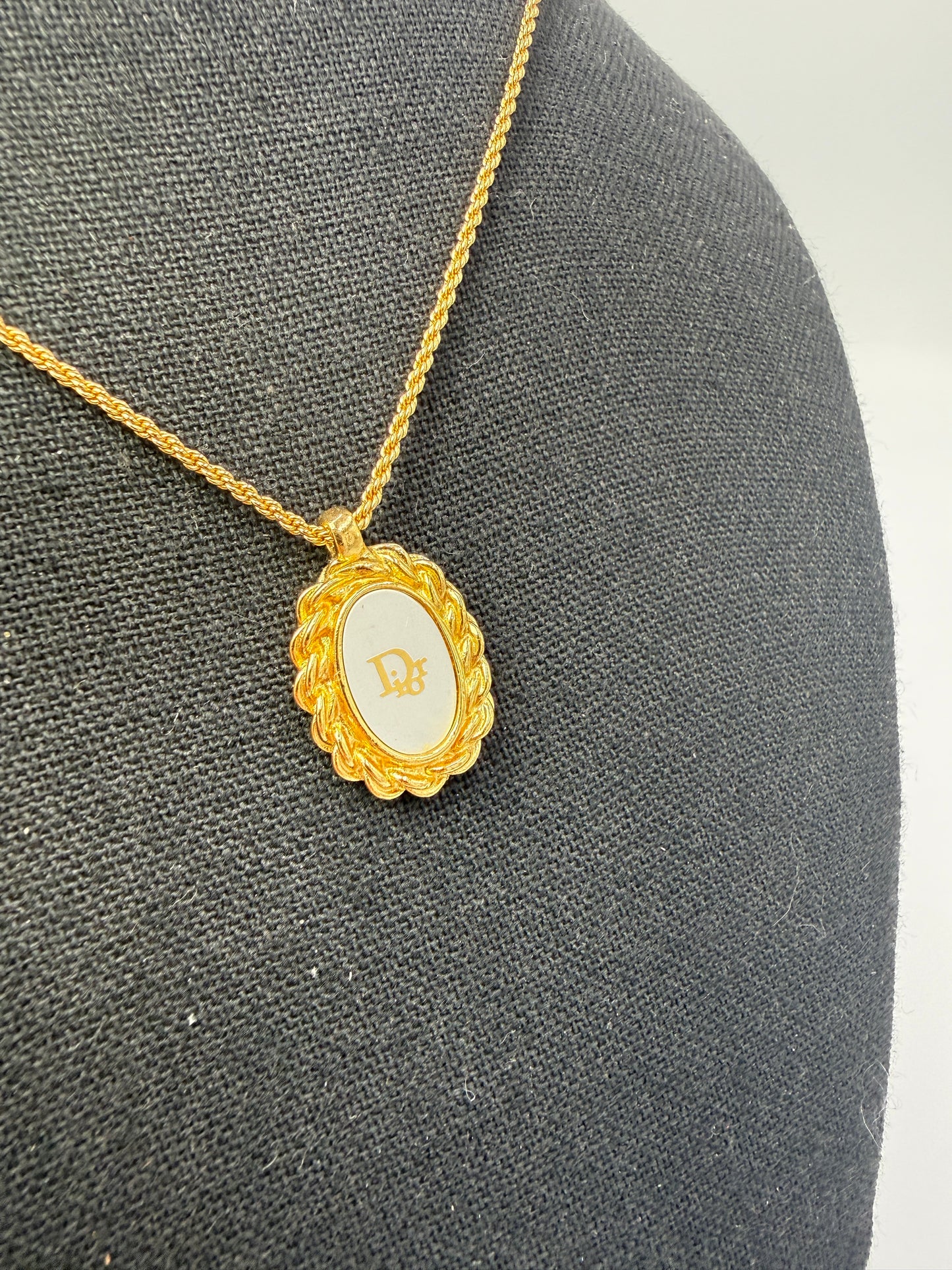 Christian Dior Gold-Plated Oval Pendant Necklace