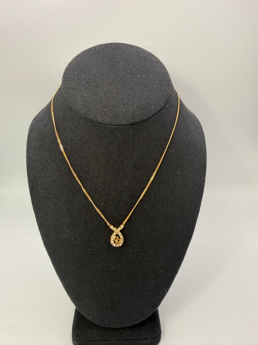 Christian Dior Gold-Plated Crystal Logo Necklace