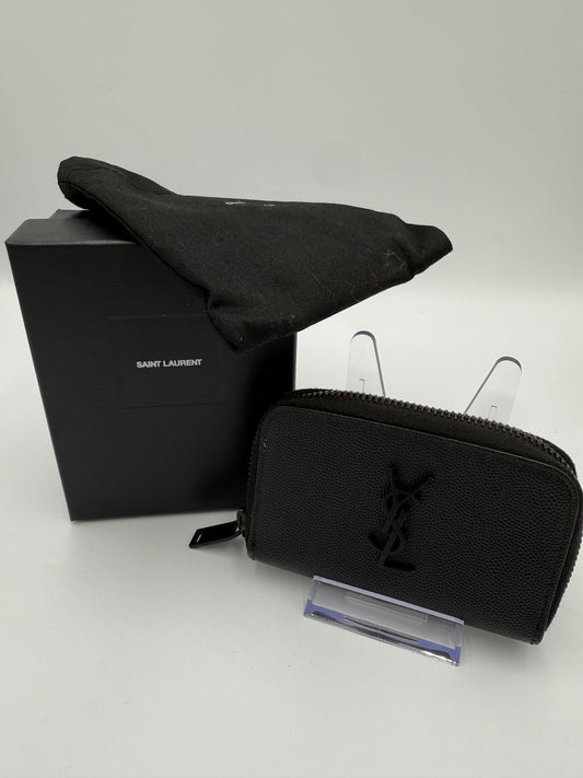 Yves Saint Laurent Black Grain De Poudre Compact Wallet Full Inclusion