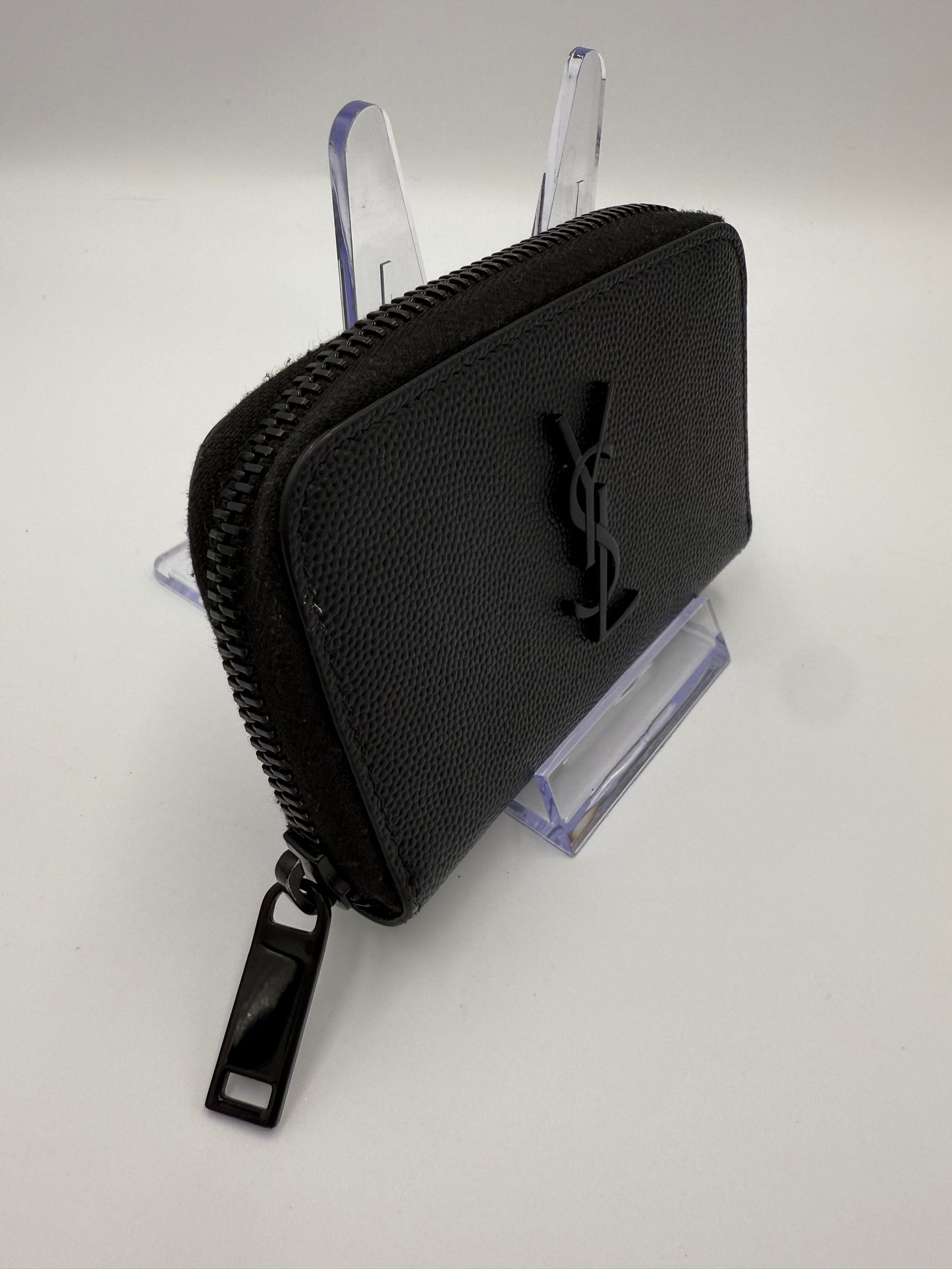 Yves Saint Laurent Black Grain De Poudre Compact Wallet Full Inclusion