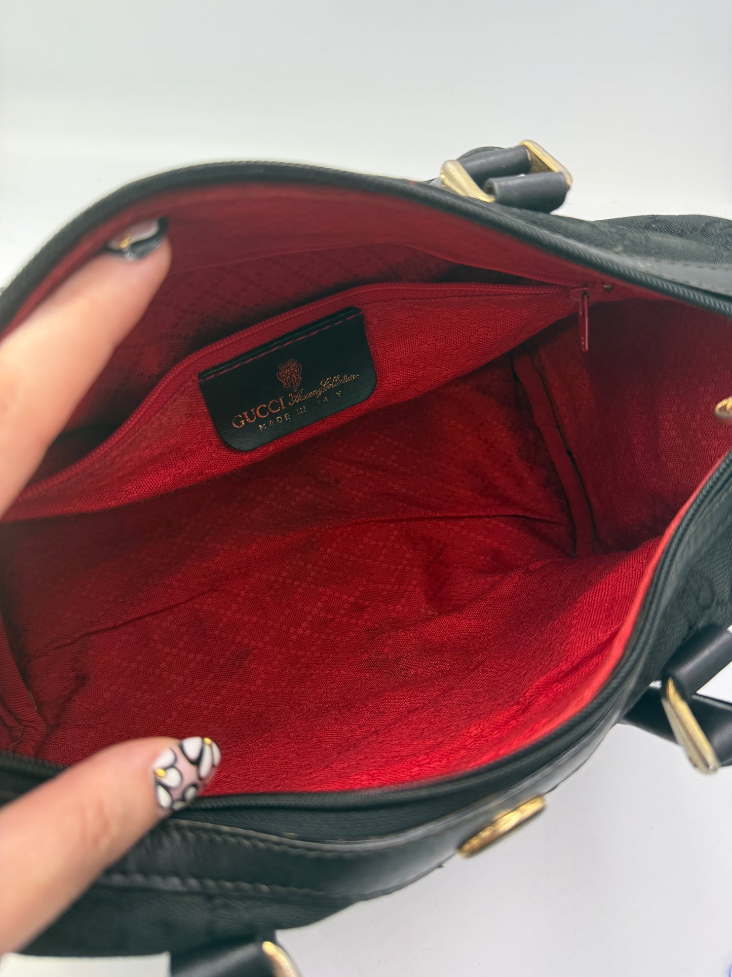 Gucci Black Guccissima Canvas Sherry Boston Bag 28 cm
