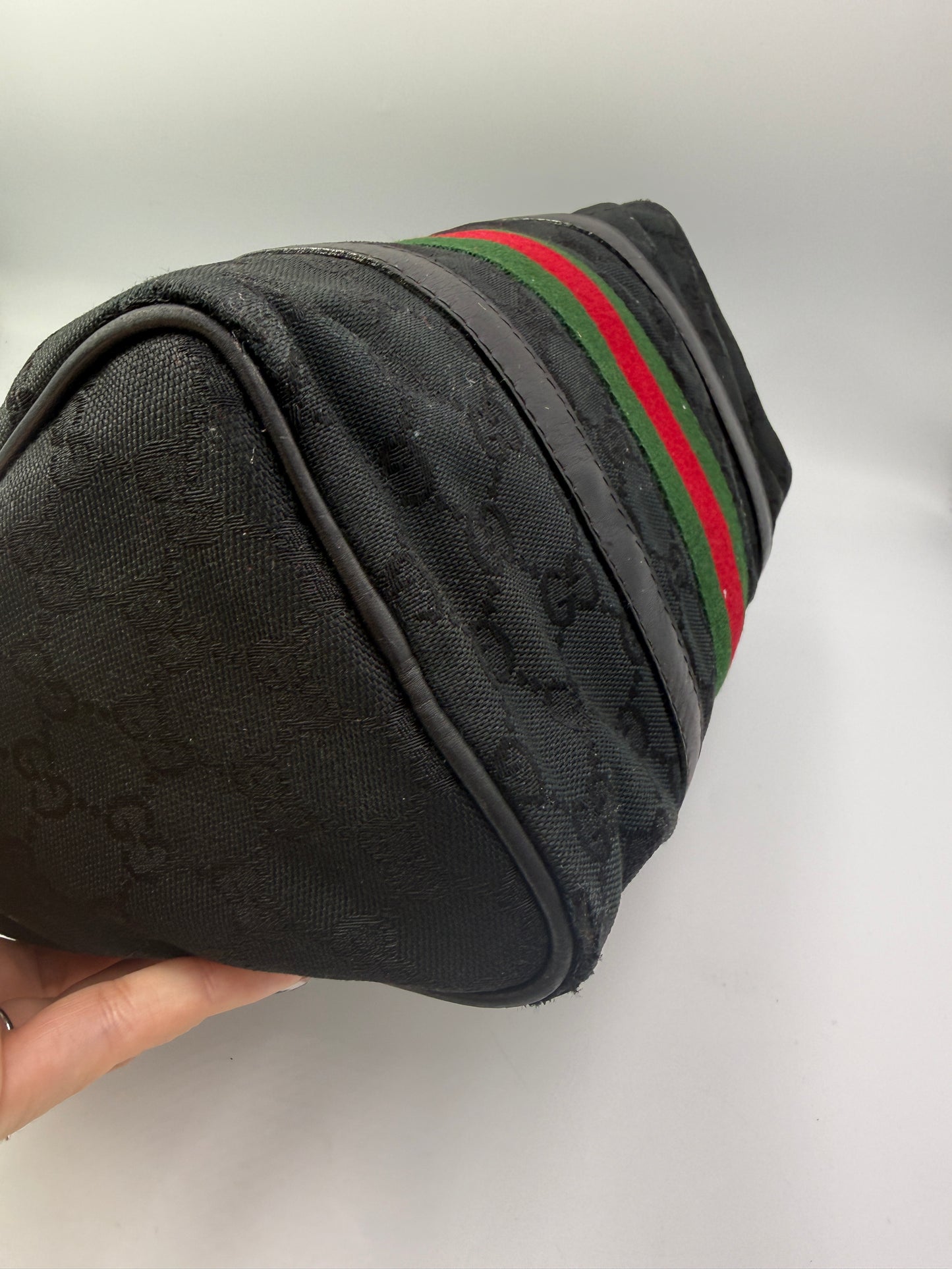 Gucci Black Guccissima Canvas Sherry Boston Bag 28 cm