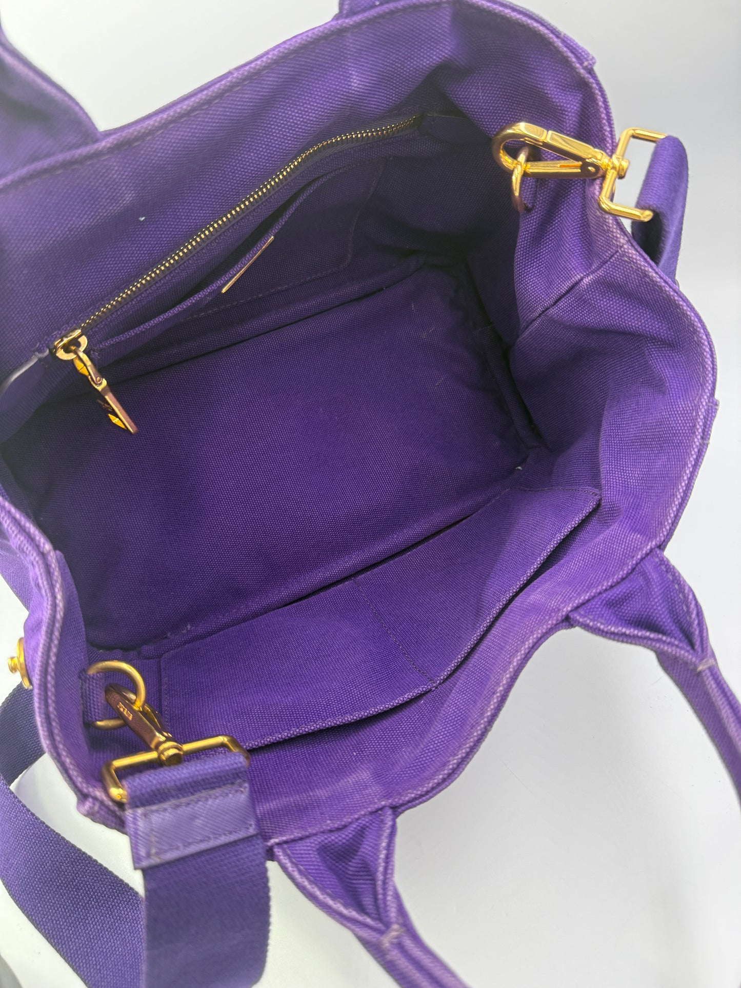 Prada Purple Canvas Jeweled Canapa Medium Tote