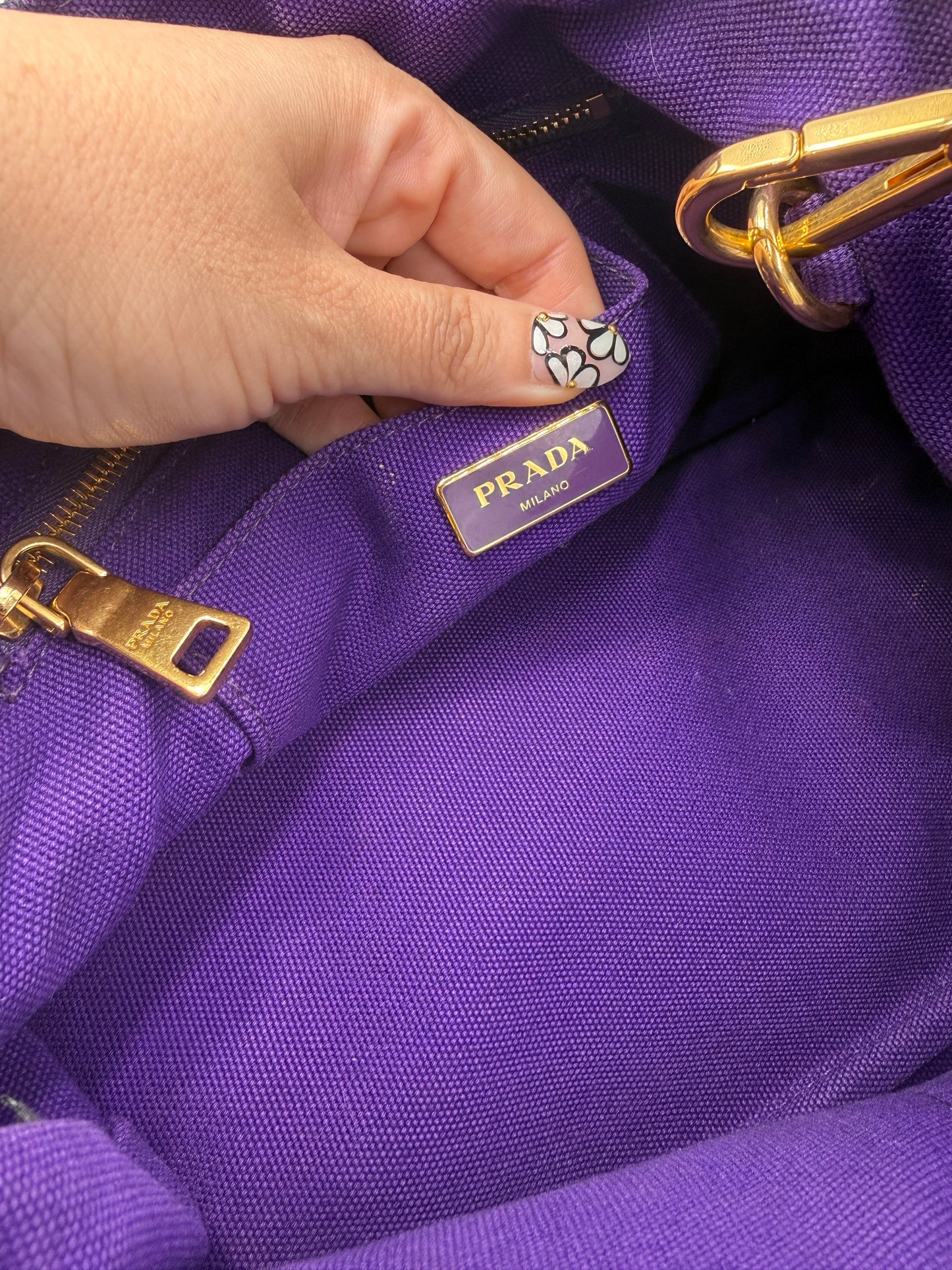 Prada Purple Canvas Jeweled Canapa Medium Tote