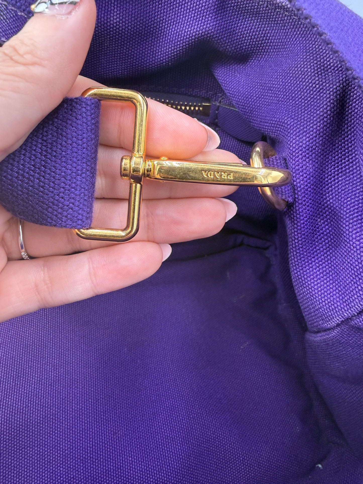Prada Purple Canvas Jeweled Canapa Medium Tote