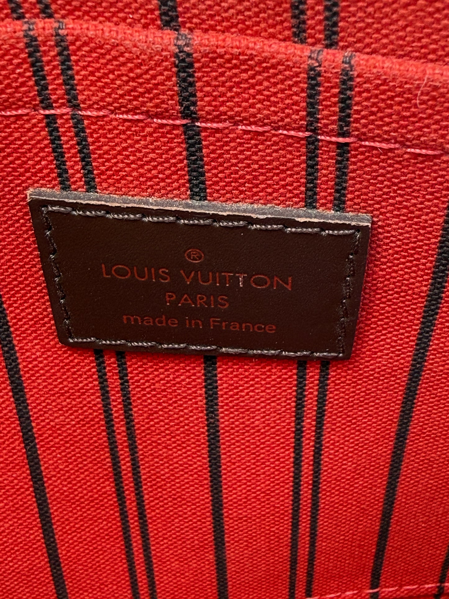 Louis Vuitton Damier Ebene Coated Canvas Neverfull Pouch Medium SF0176
