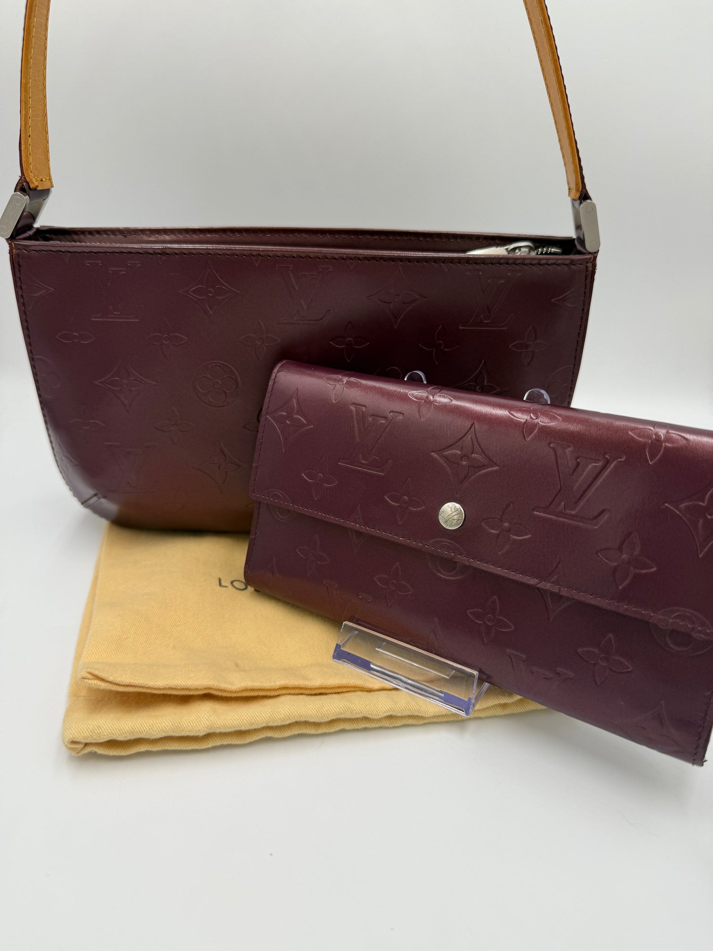 Louis Vuitton Purple Mat Vernis Pochette and Wallet Bundle