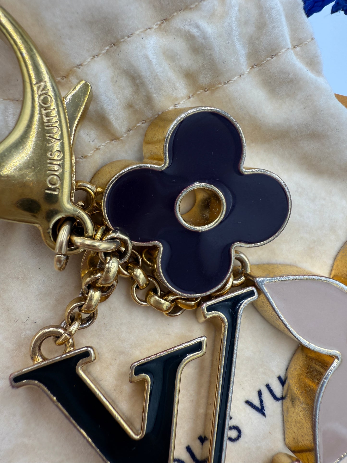 Louis Vuitton Brass Fleur De Monogram Bag Charm FJ0198