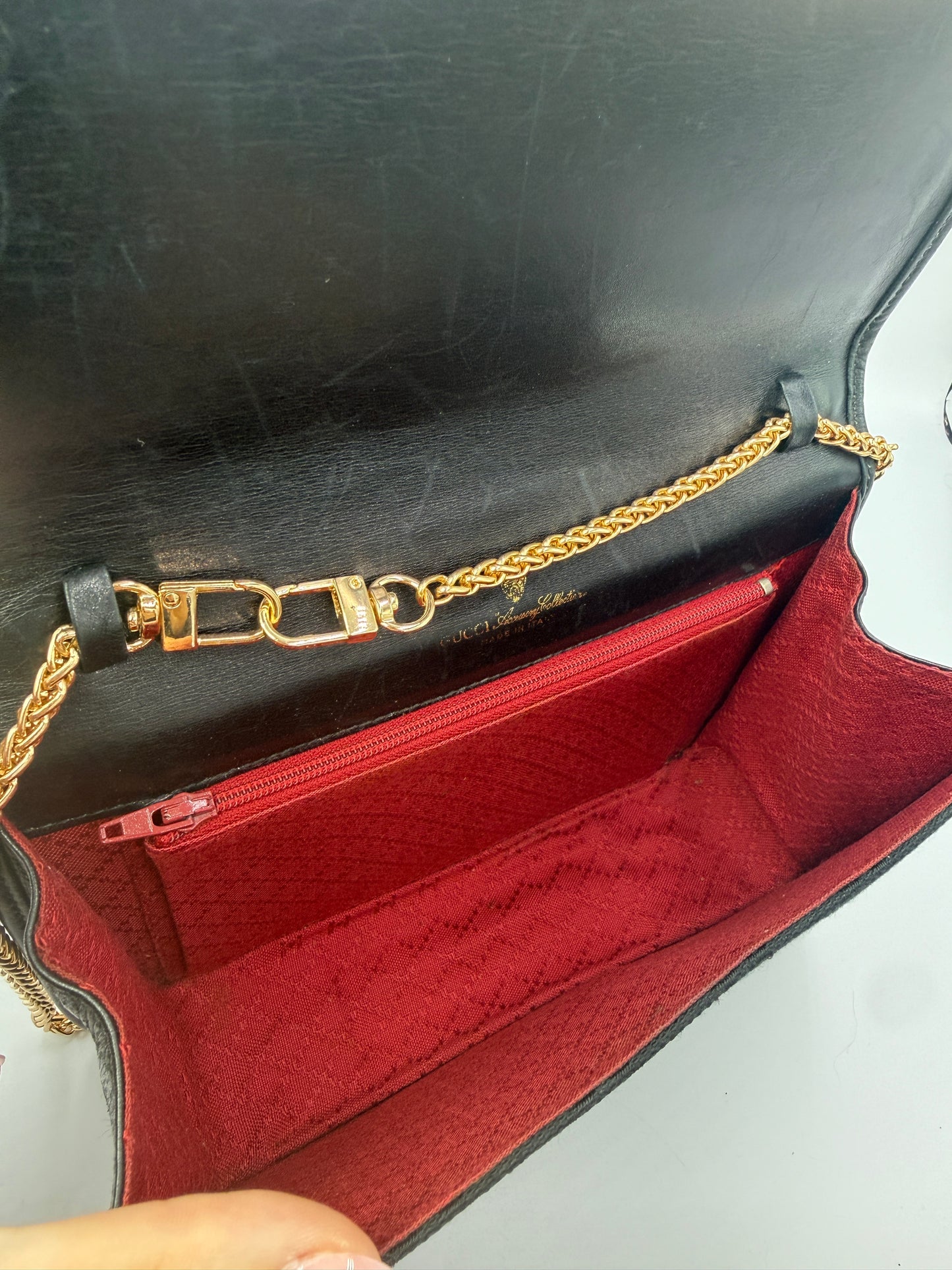 Gucci Black Guccissima Canvas Sherry Web Clutch Crossbody Bag