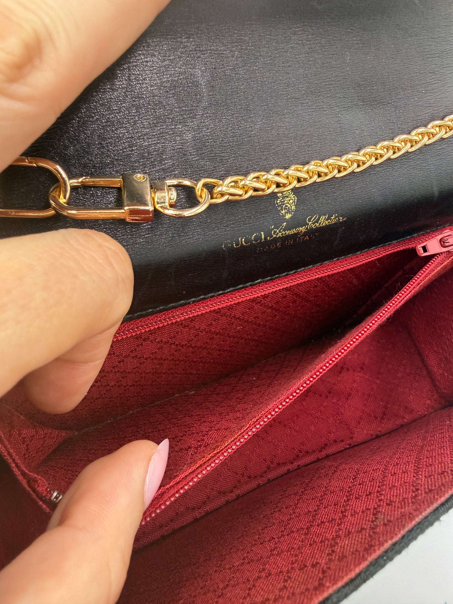 Gucci Black Guccissima Canvas Sherry Web Clutch Crossbody Bag
