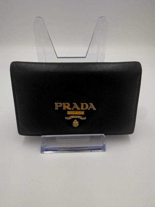 Prada Black Saffiano Leather Compact Card Holder