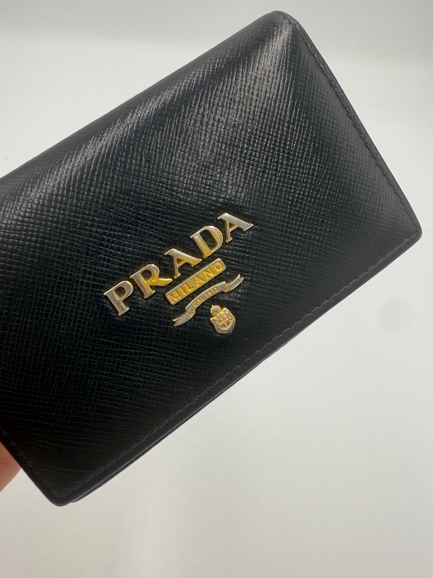 Prada Black Saffiano Leather Compact Card Holder