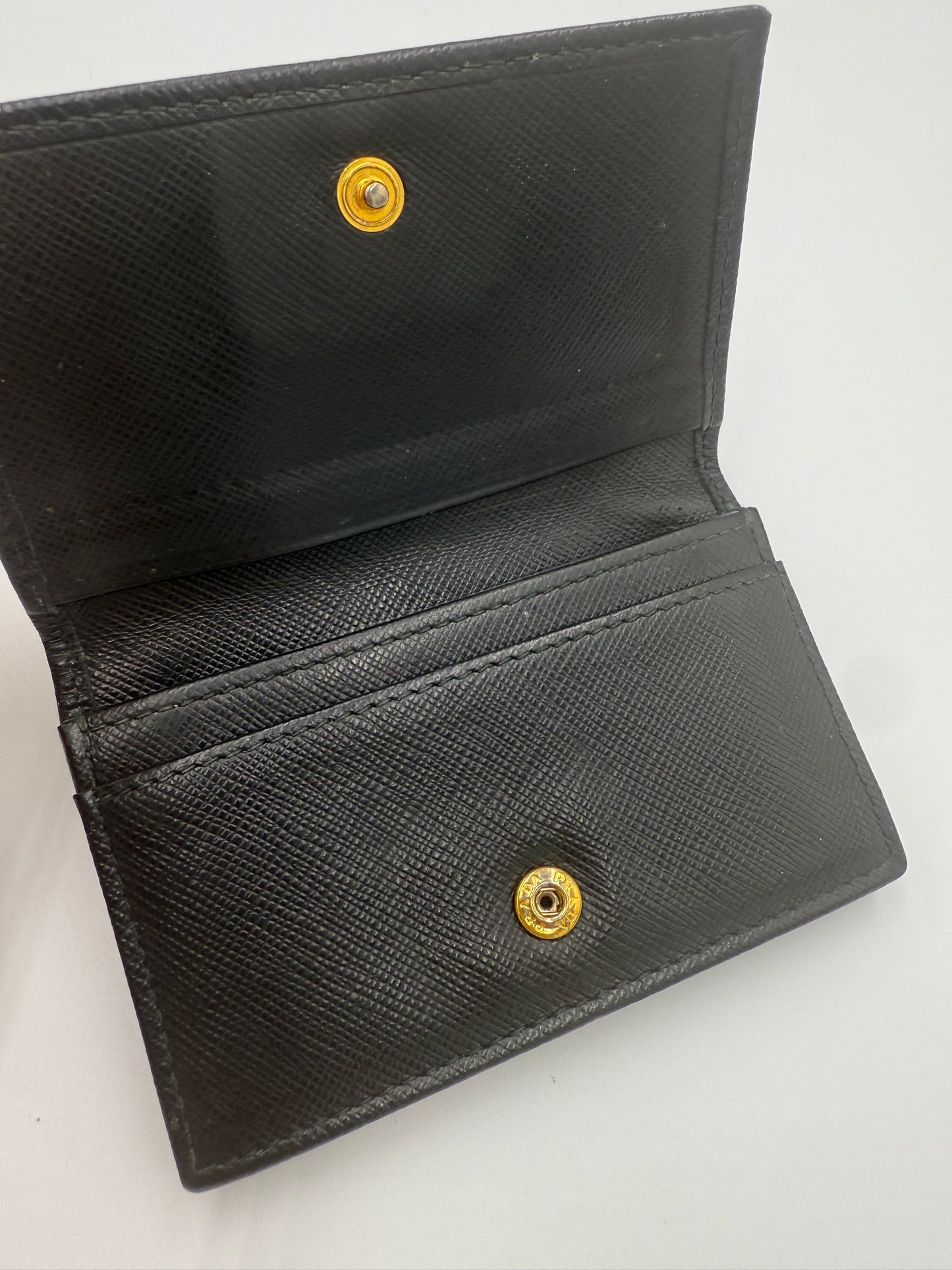 Prada Black Saffiano Leather Compact Card Holder
