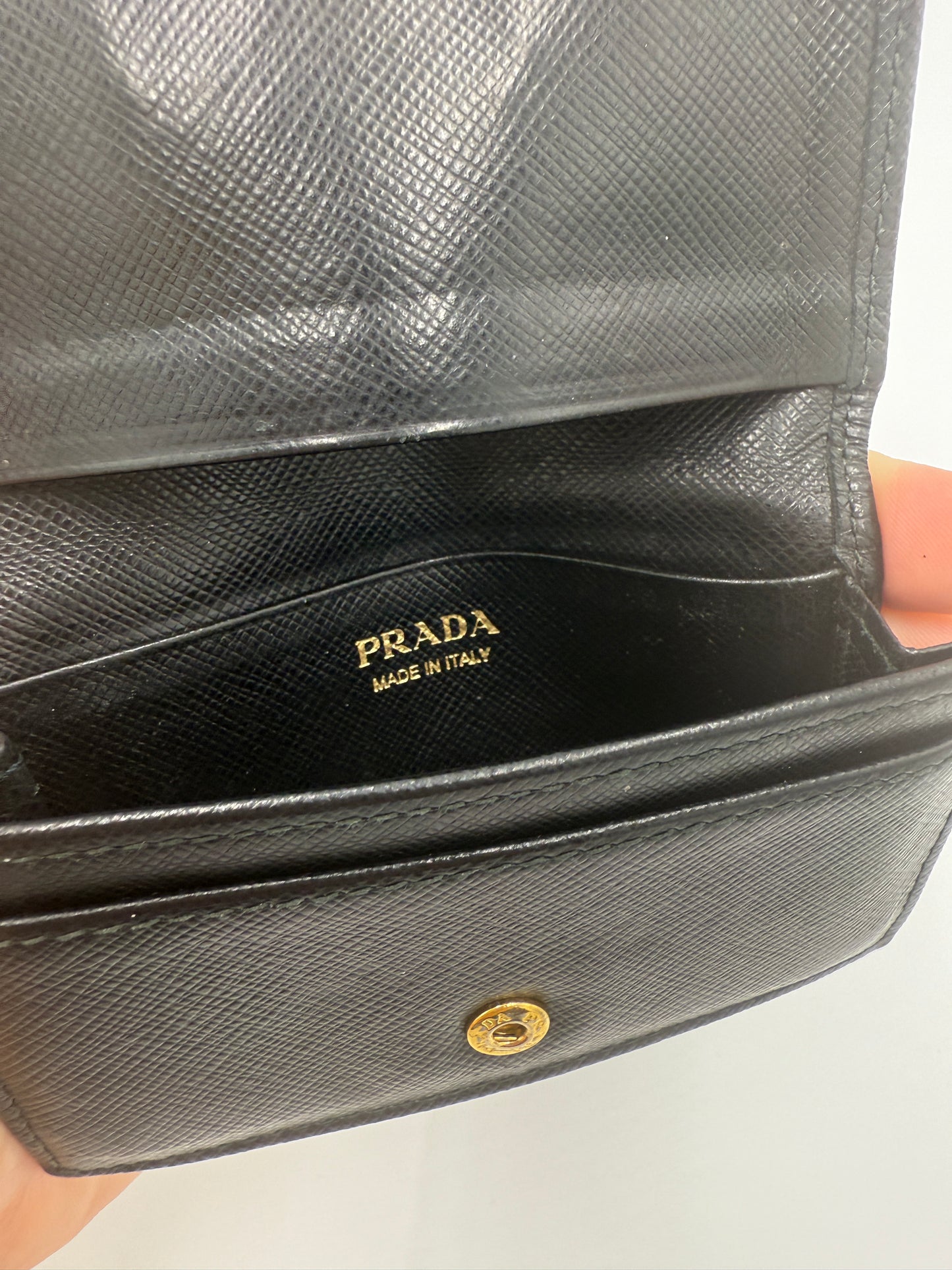 Prada Black Saffiano Leather Compact Card Holder
