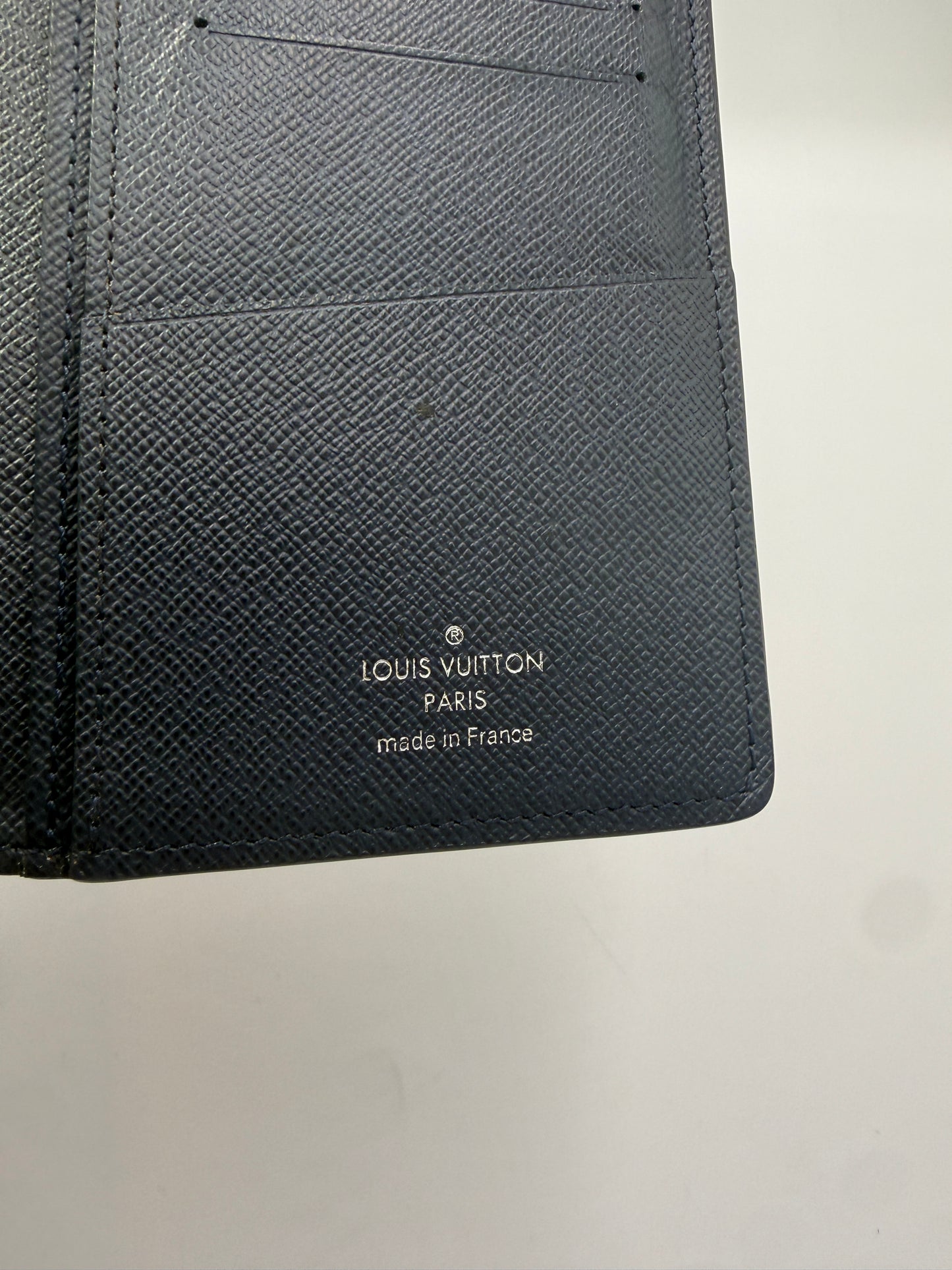 Louis Vuitton Damier Graphite Blue Epi Leather Stripe Brazza Wallet TA4280