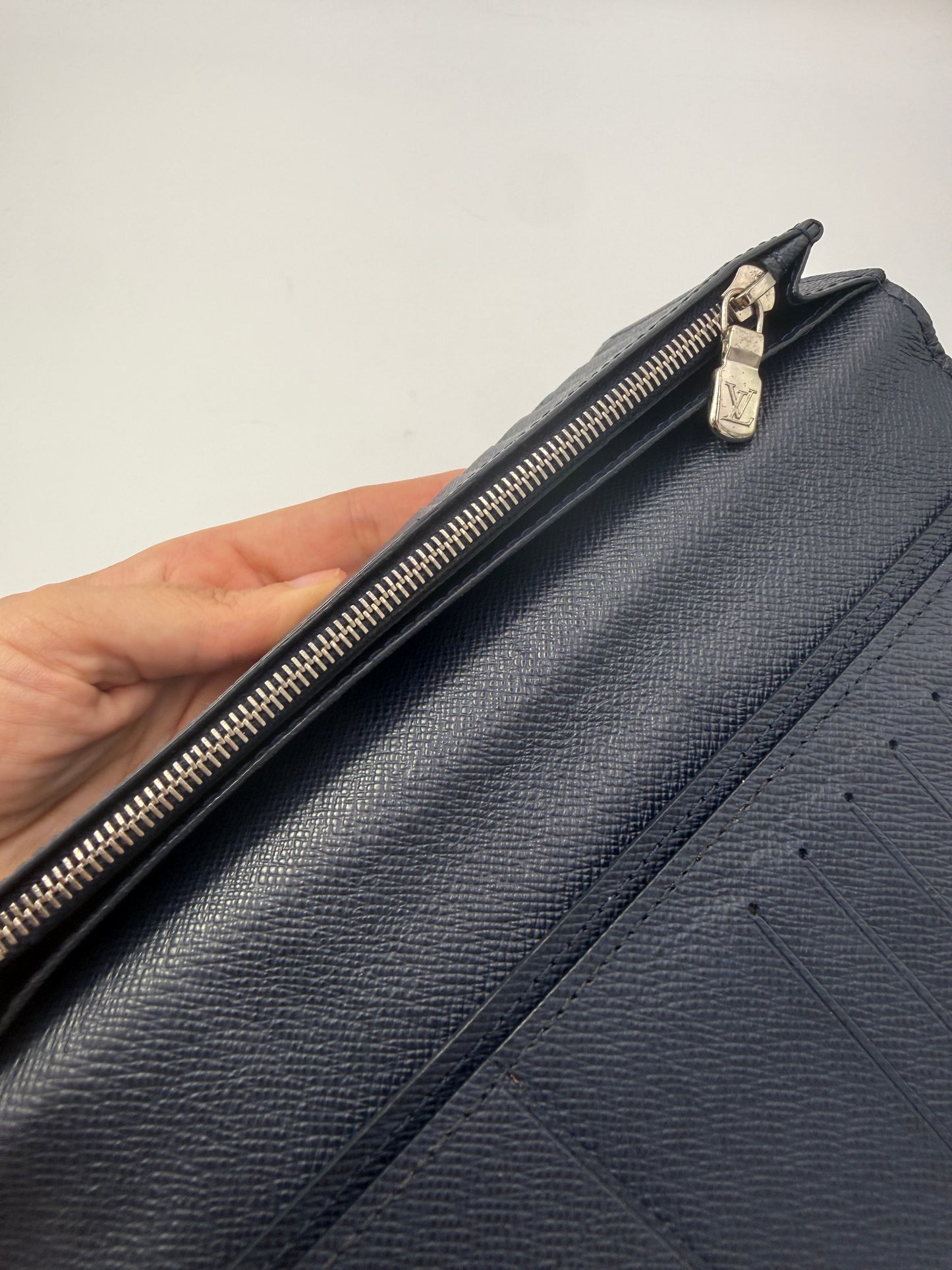 Louis Vuitton Damier Graphite Blue Epi Leather Stripe Brazza Wallet TA4280