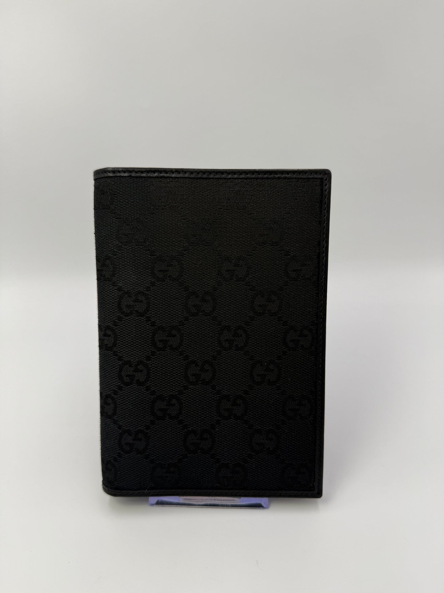 Gucci Black Guccissima Canvas Passport Holder Wallet