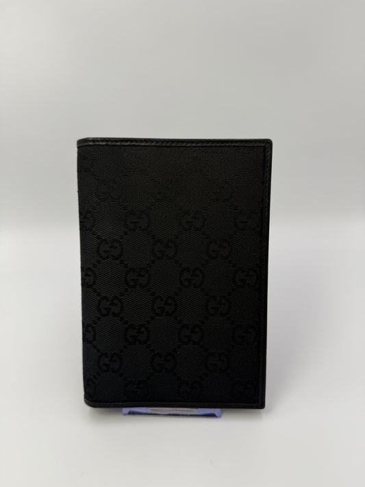 Gucci Black Guccissima Canvas Passport Holder Wallet