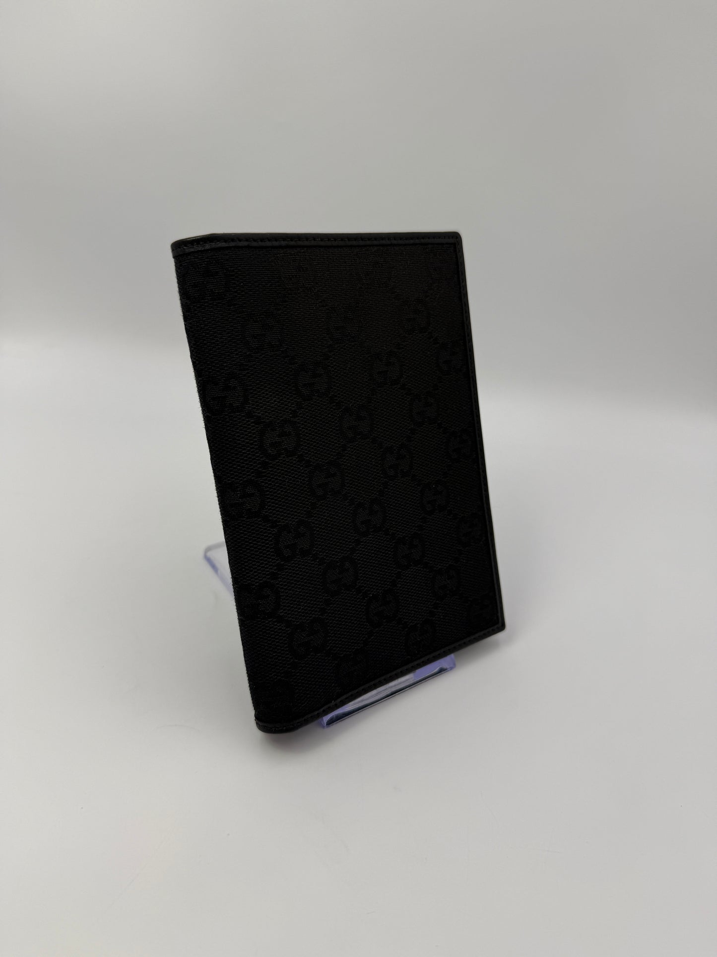 Gucci Black Guccissima Canvas Passport Holder Wallet