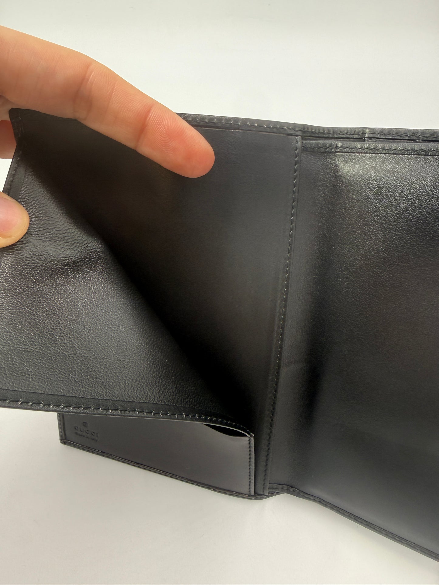 Gucci Black Guccissima Canvas Passport Holder Wallet