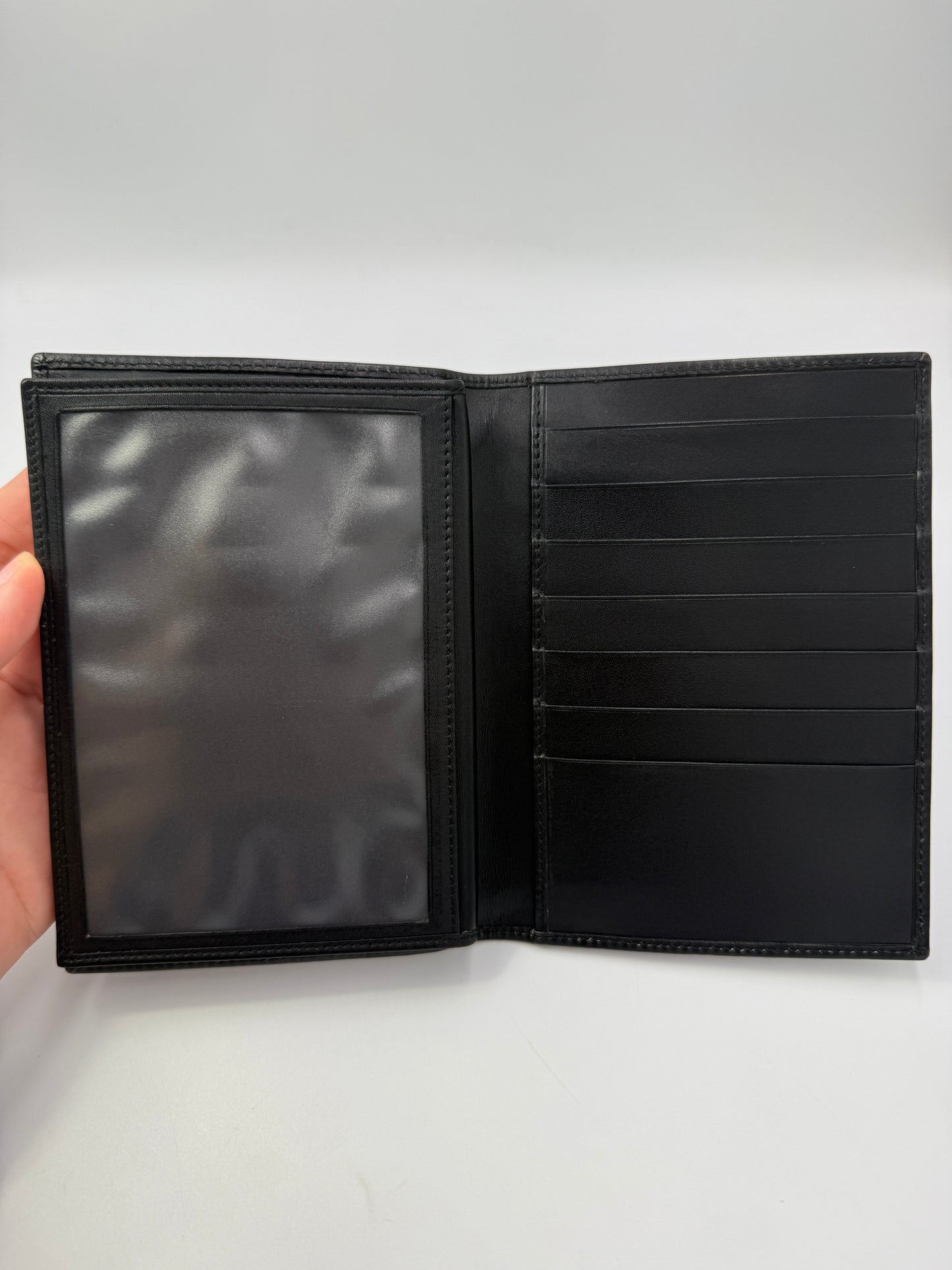 Gucci Black Guccissima Canvas Passport Holder Wallet